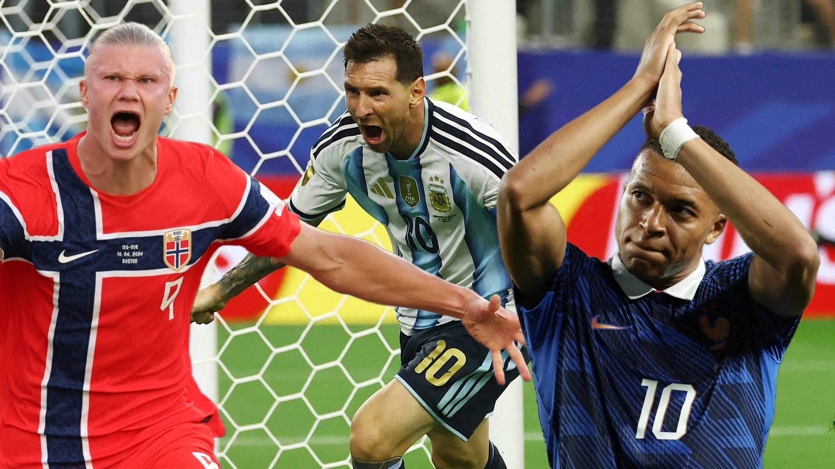 Erling Haaland, Lionel Messi, Kylian Mbappe