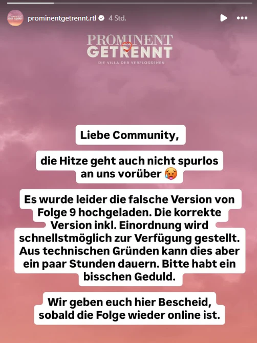 Technik-Panne bei RTL: Falsche "Prominent getrennt"-Folge hochgeladen