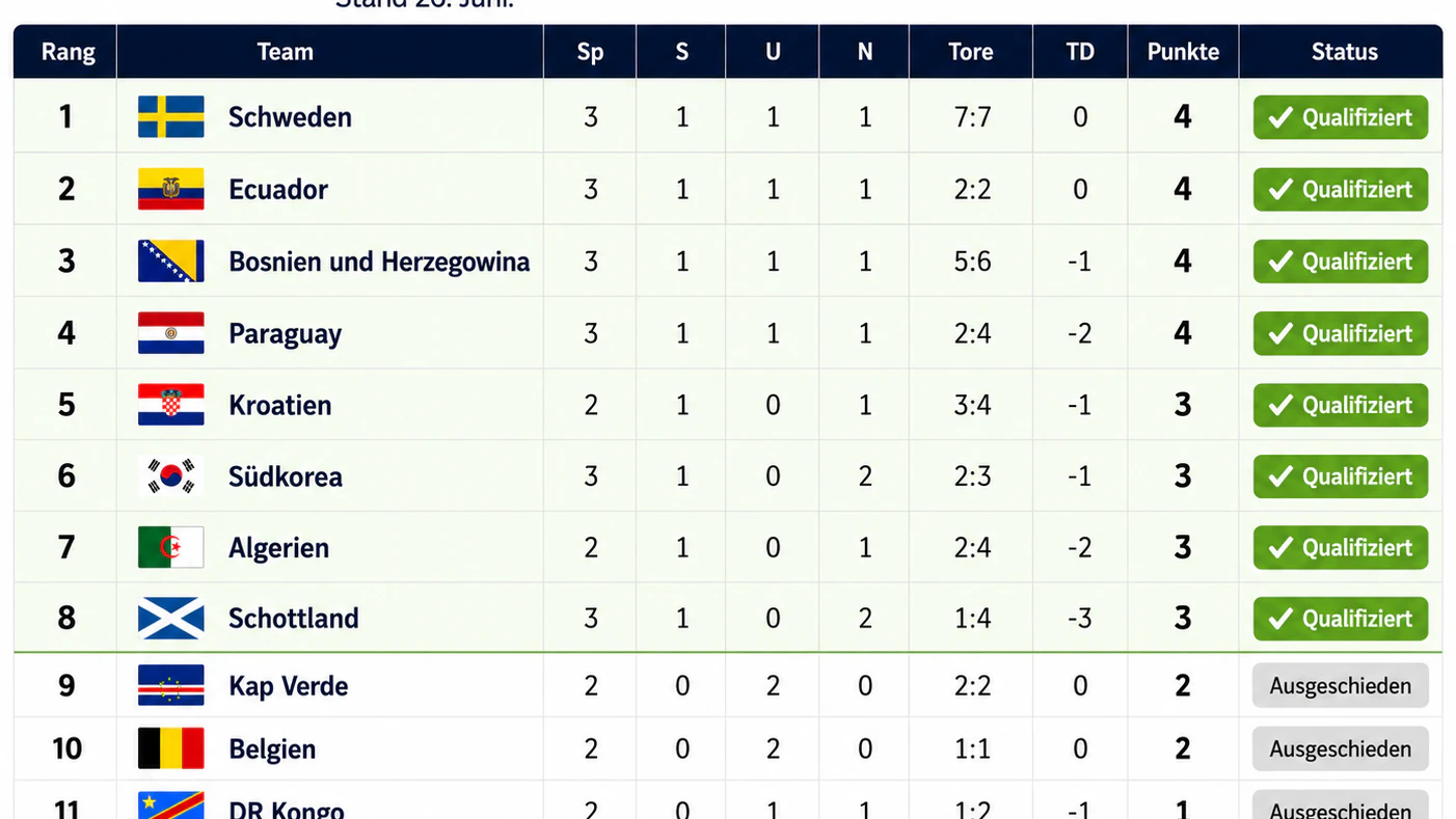 Die Tabelle der Drittplatzierten. 