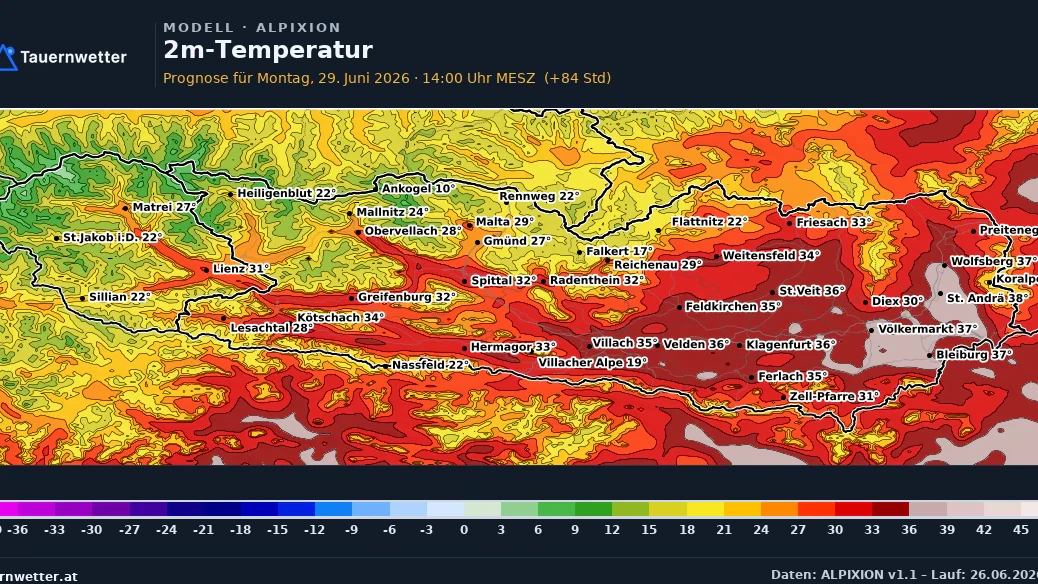 Das Wetter am Montag, 29. Juni