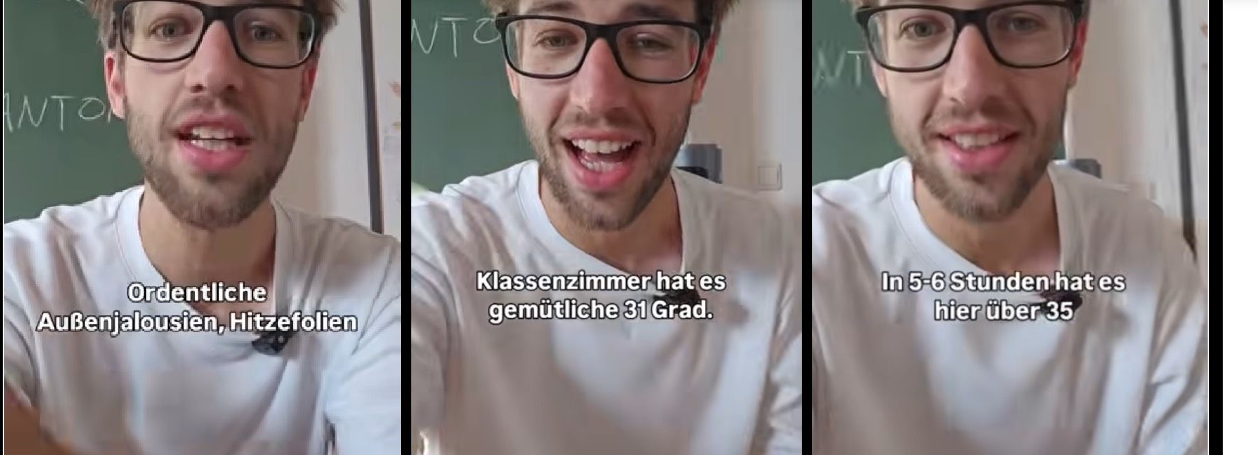 Über 30 Grad: Lehrer Felix Stadler kämpft gegen Hitze in der Klasse.