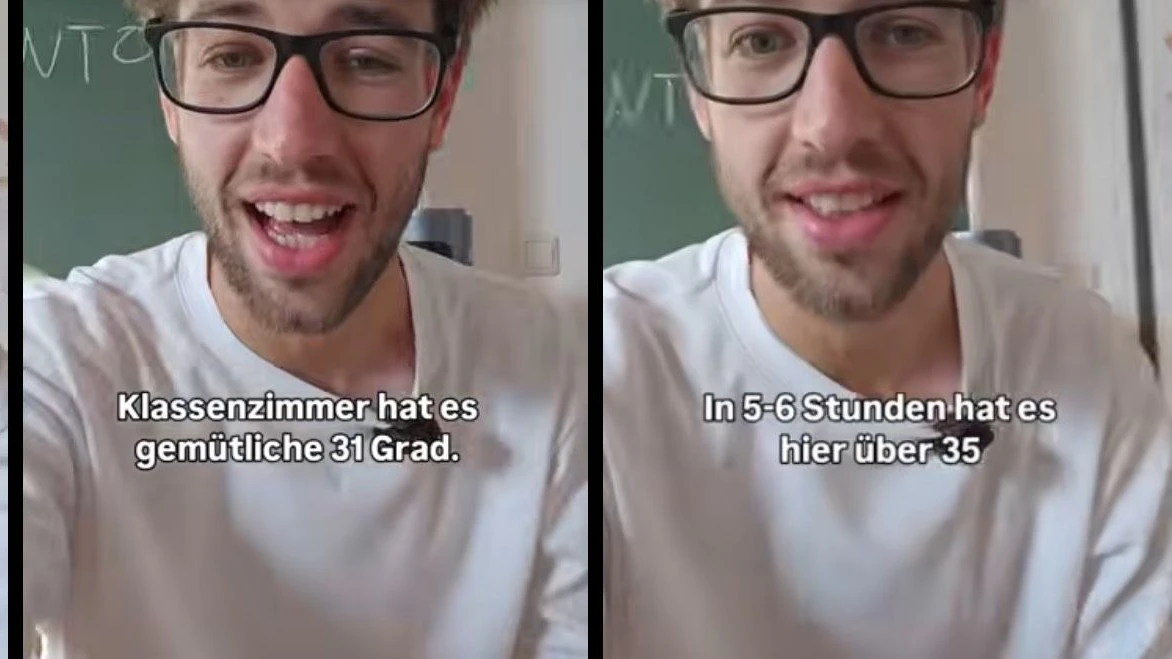 Über 30 Grad: Lehrer Felix Stadler kämpft gegen Hitze in der Klasse.