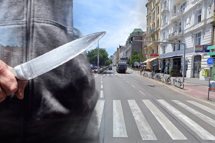 Tödliche Messerstiche in einem Gründerzeithaus (r.) an der Linken Wienzeile beim Naschmarkt.