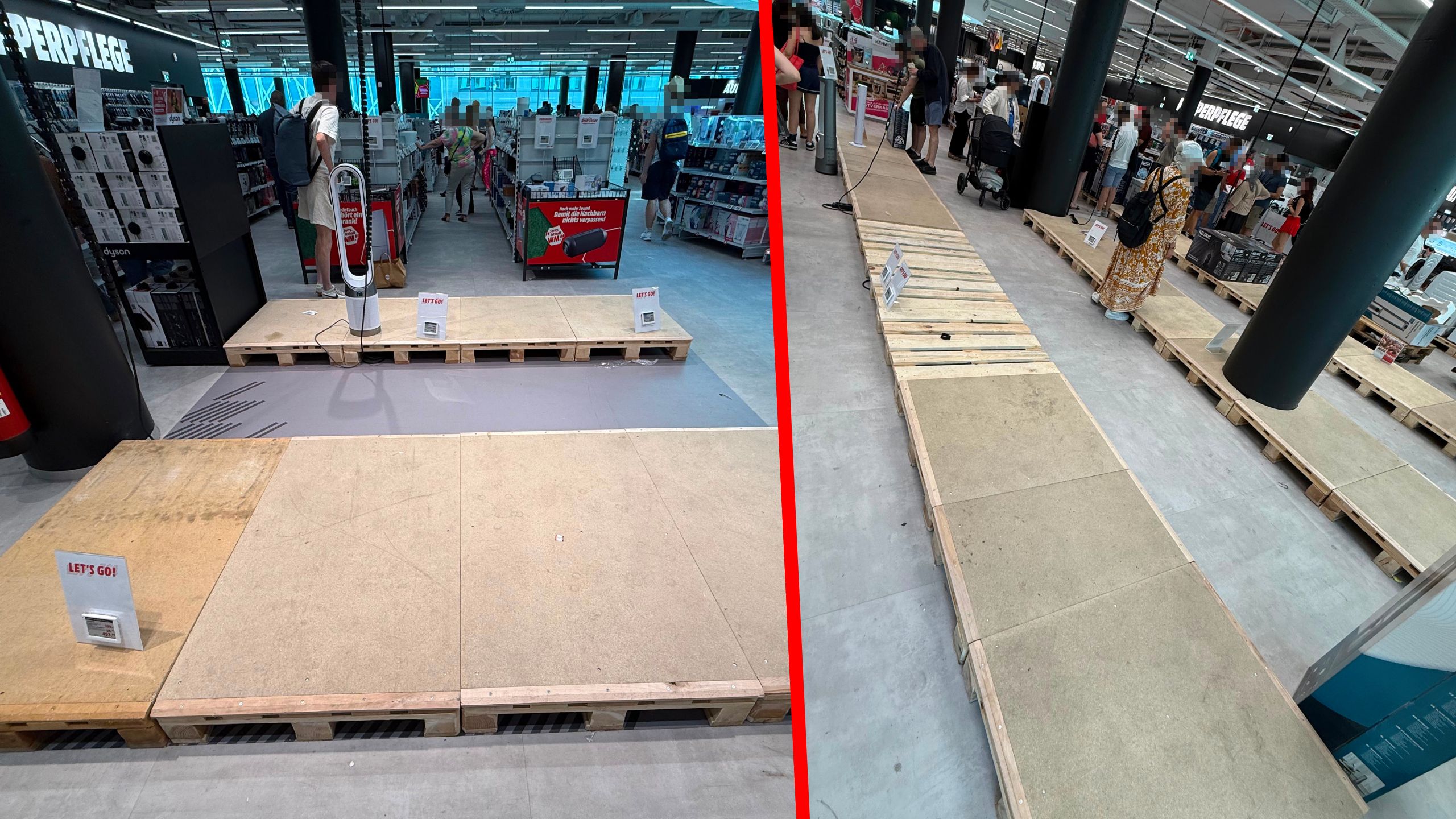 Gähnende Leere! Ein Elektromarkt in Wien-Mitte wurde am Samstag noch gestürmt. Alles, was Abkühlung verspricht, wurde gekauft.