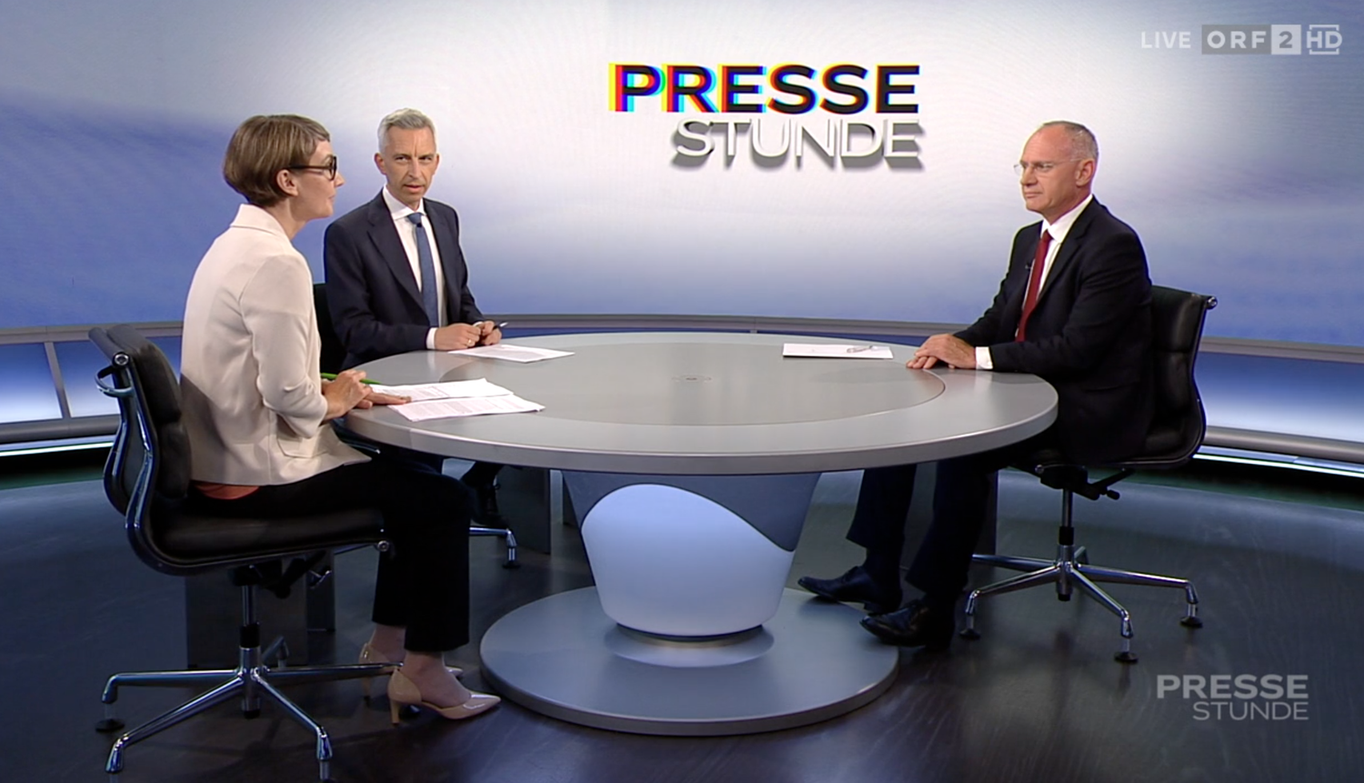 Innenminister Gerhard Karner (ÖVP) in der ORF-Pressestunde am 28. Juni 2026.