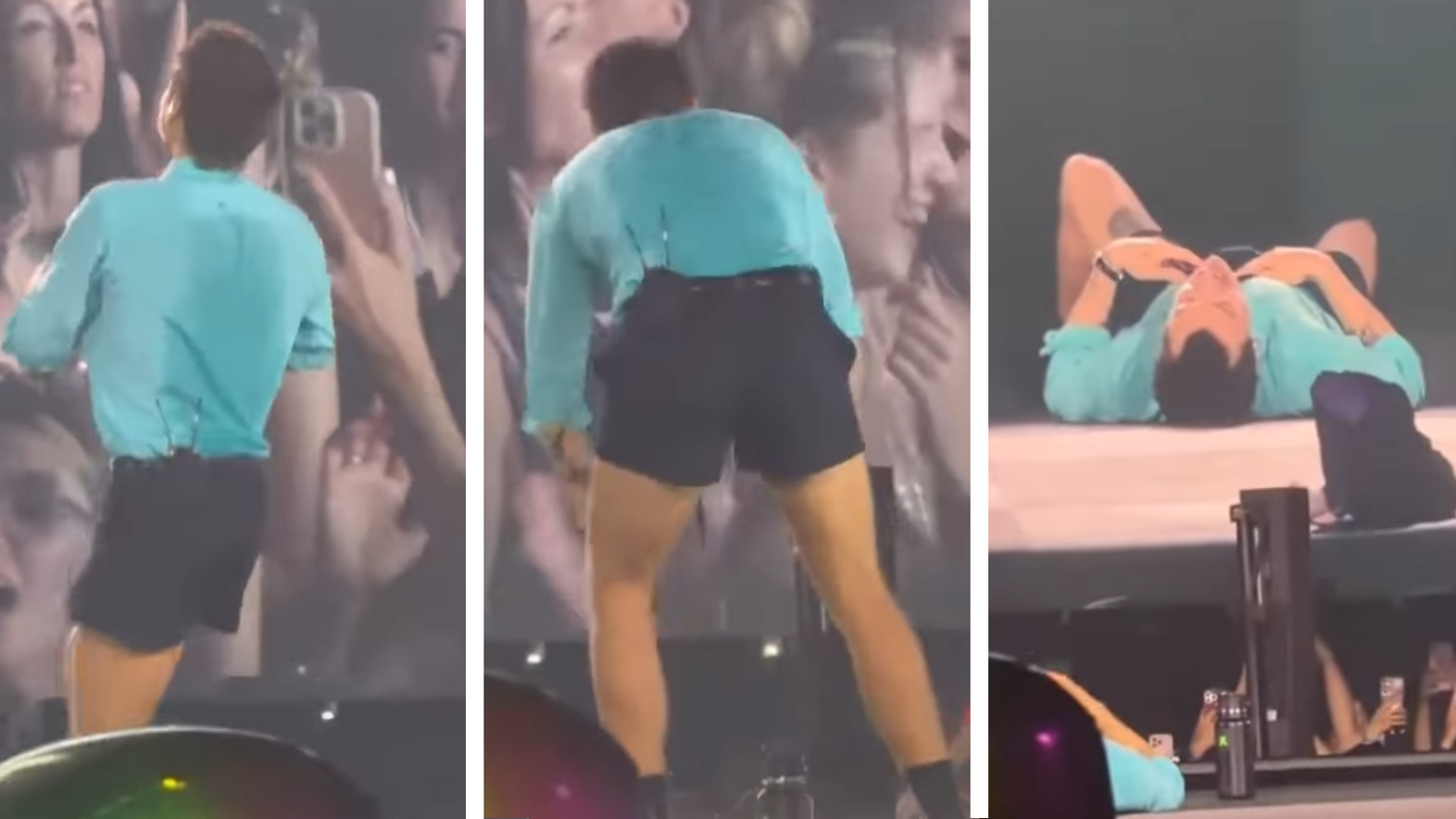 Plötzlich liegt Harry Styles am Boden.