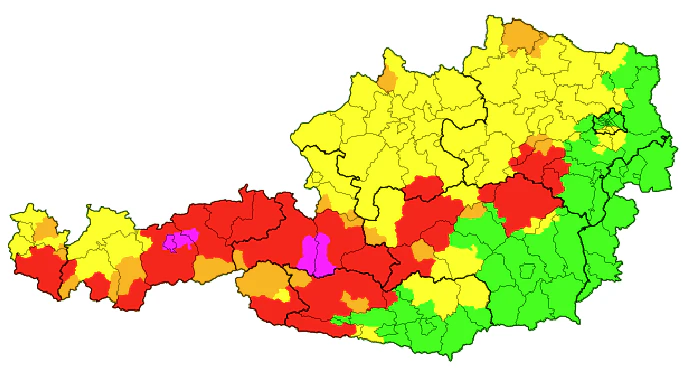 Gewitter und Hagel: Die aktuellen Unwetterwarnungen für Österreich.