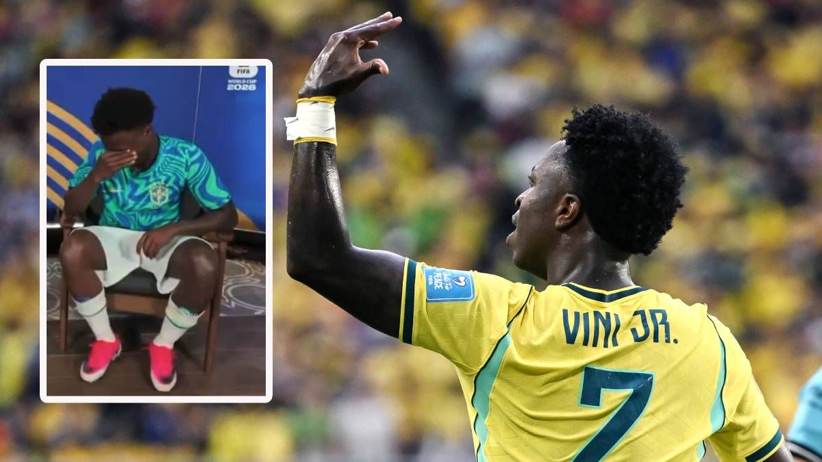 Vinicius Jr bricht nach einer Videobotschaft in Tränen aus.