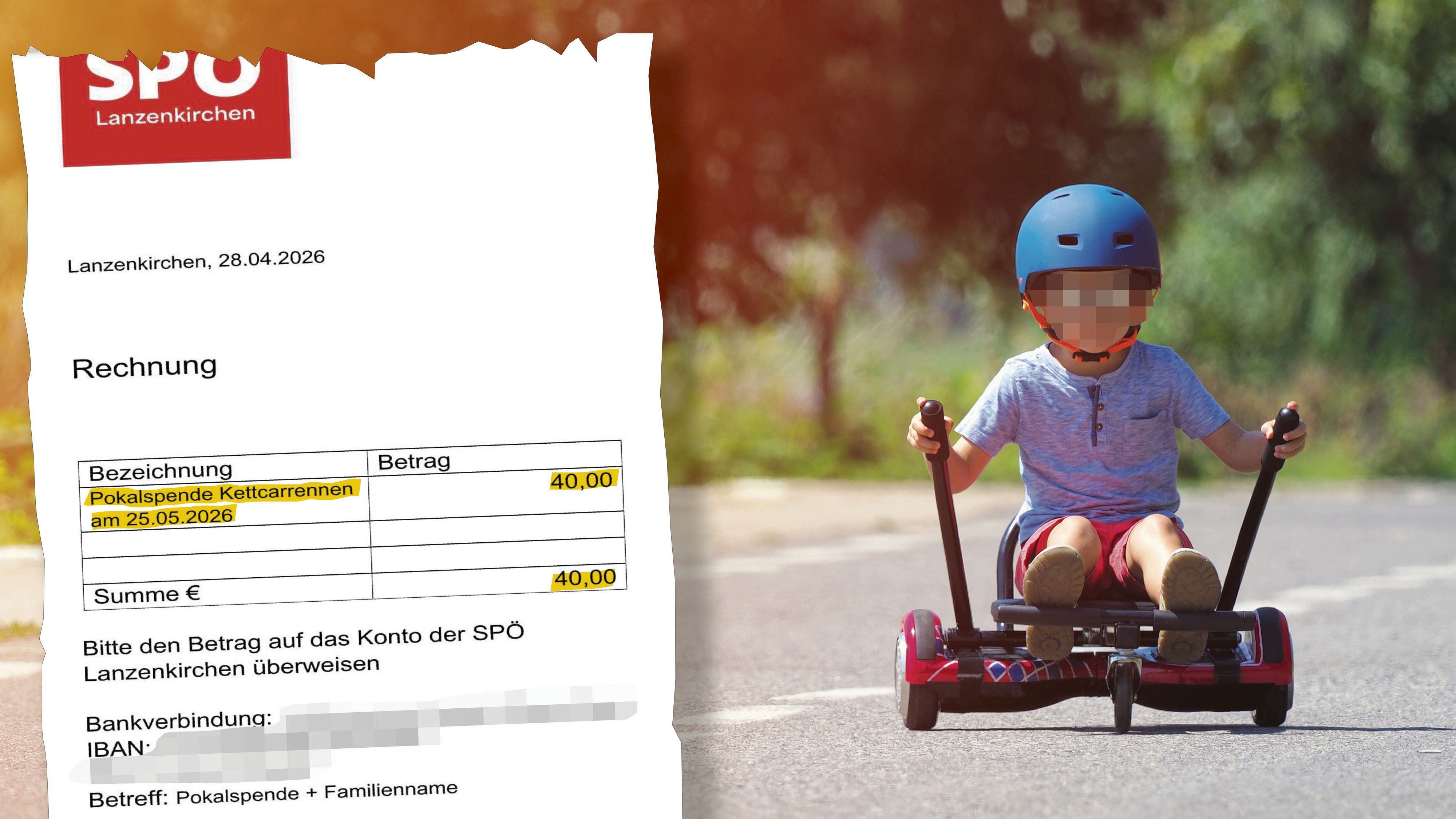 Wirbel um Kettcar-Rennen in Lanzenkirchen; Rechnungsbeitrag (l.)