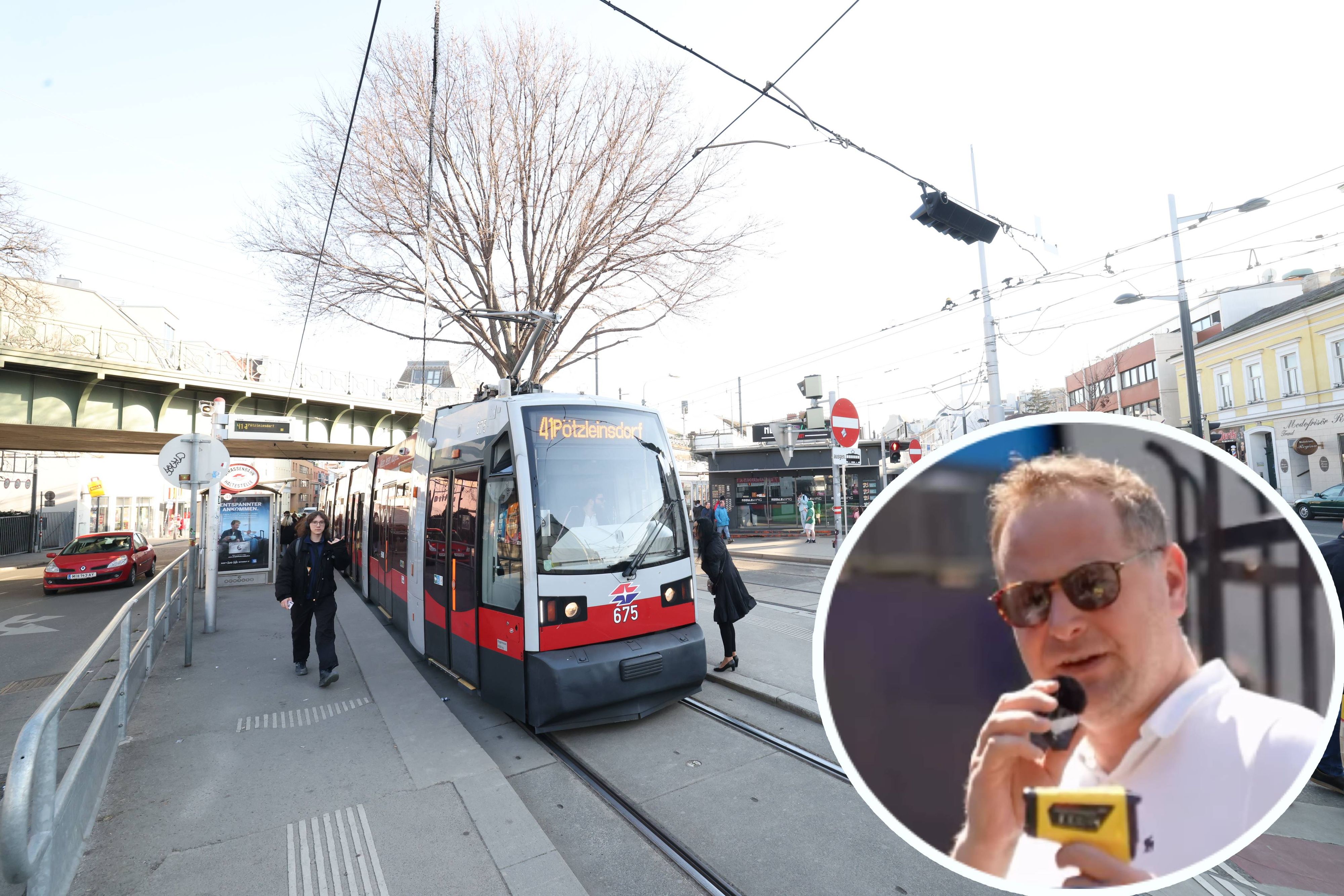 FPÖ-Mobilitätssprecher Klemens Resch war mit Thermometer in Wiener Straßenbahnen unterwegs.