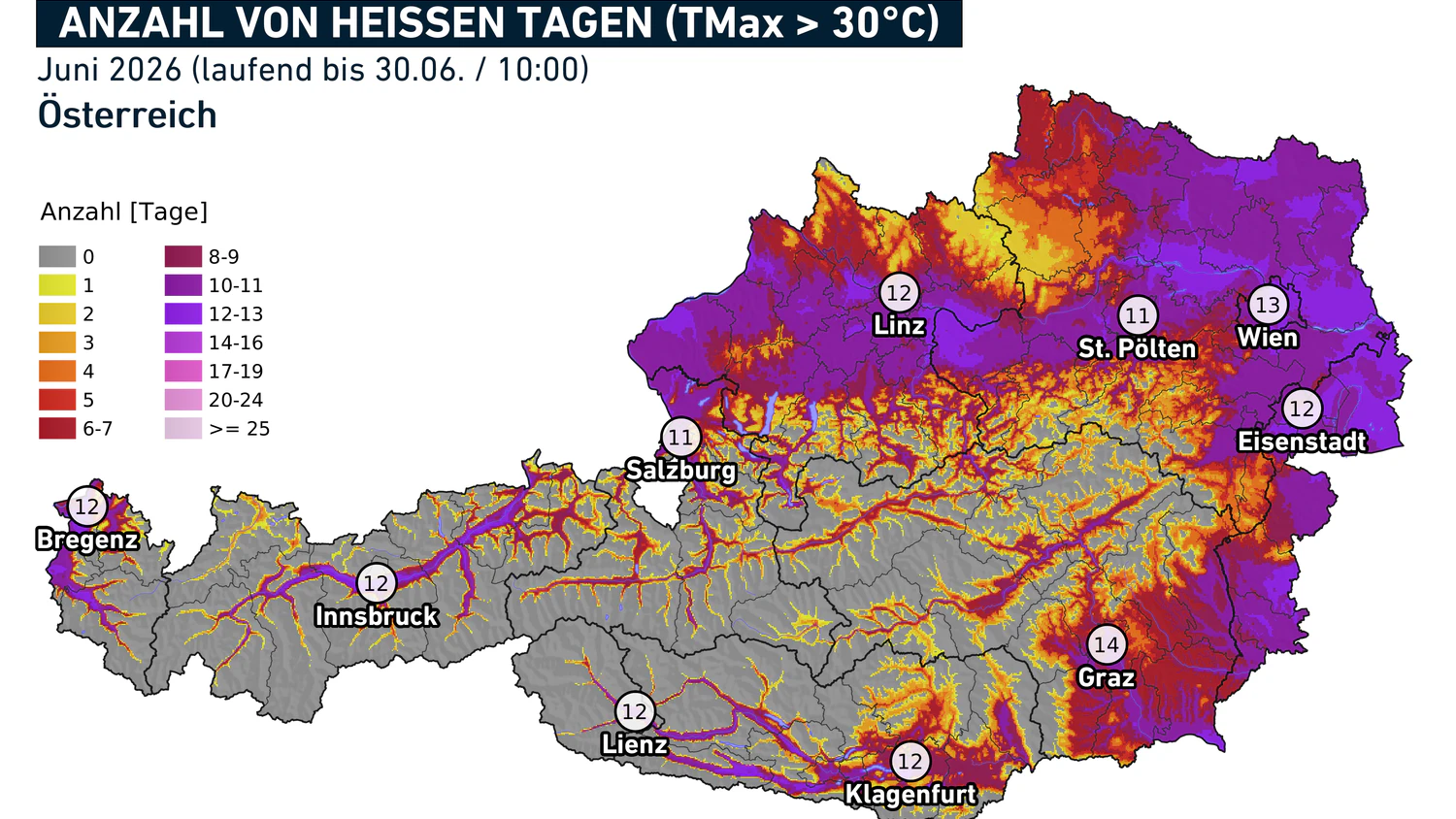 Vielerorts wurden enorm viele Hitzetage registriert. 