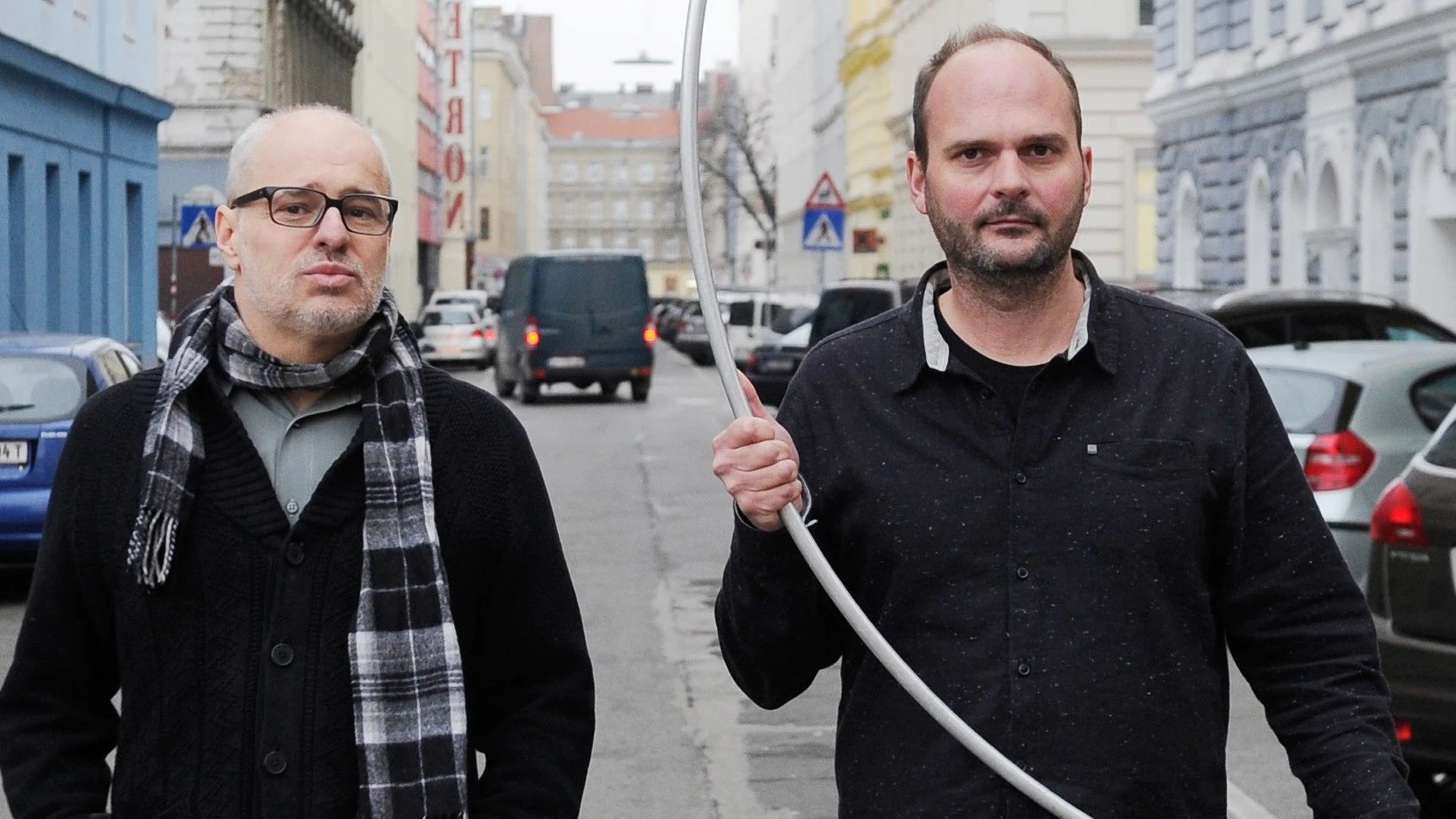Die beiden Künstler: Michael Hieslmair und Michael Zinganel