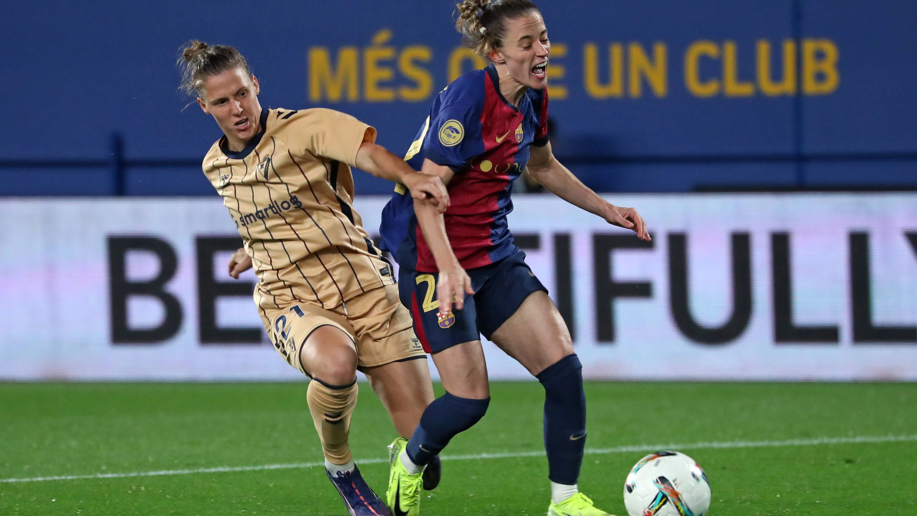 Annelie Leitner im Duell mit Champions-League-Sieger Barca.