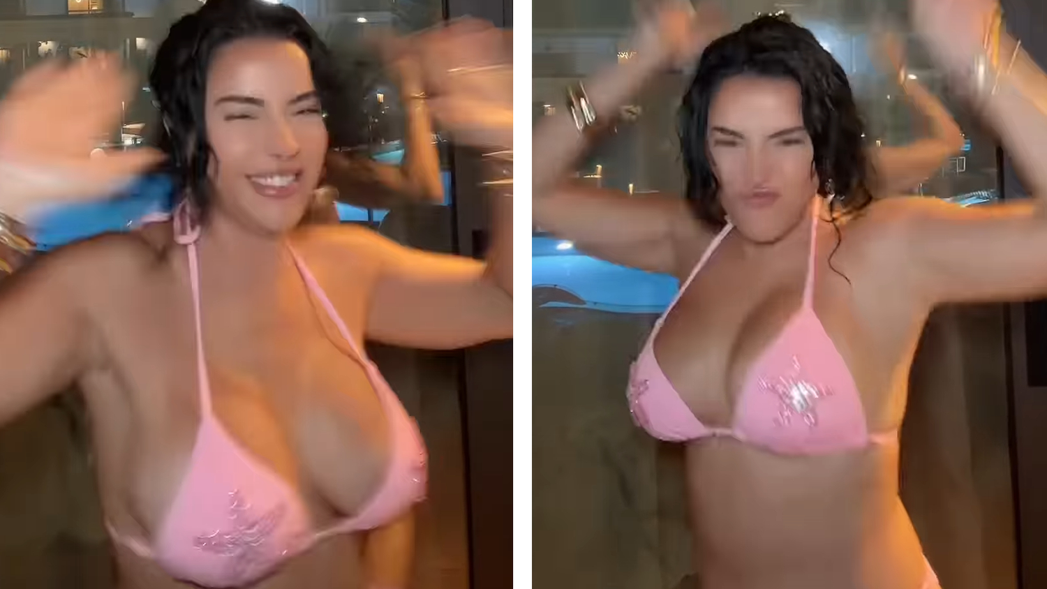 Leyla zeigt sich selbstbewusst im rosa Bikini.