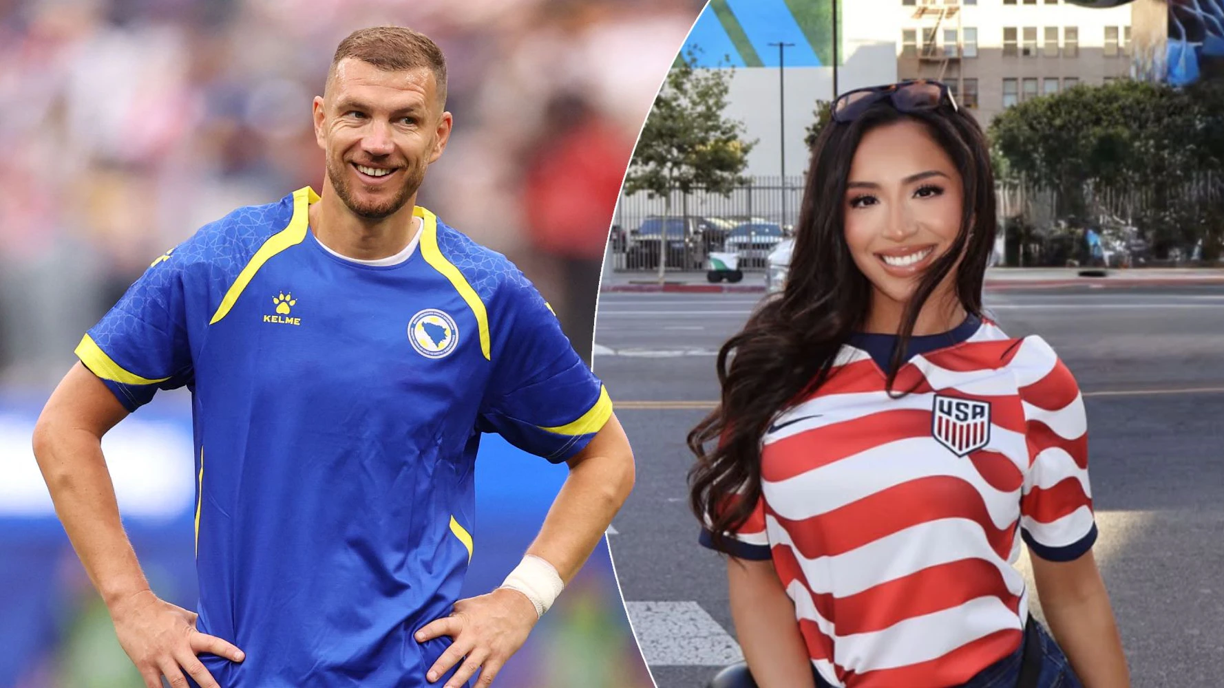 Dzeko schießt gegen Abigail Vélez.