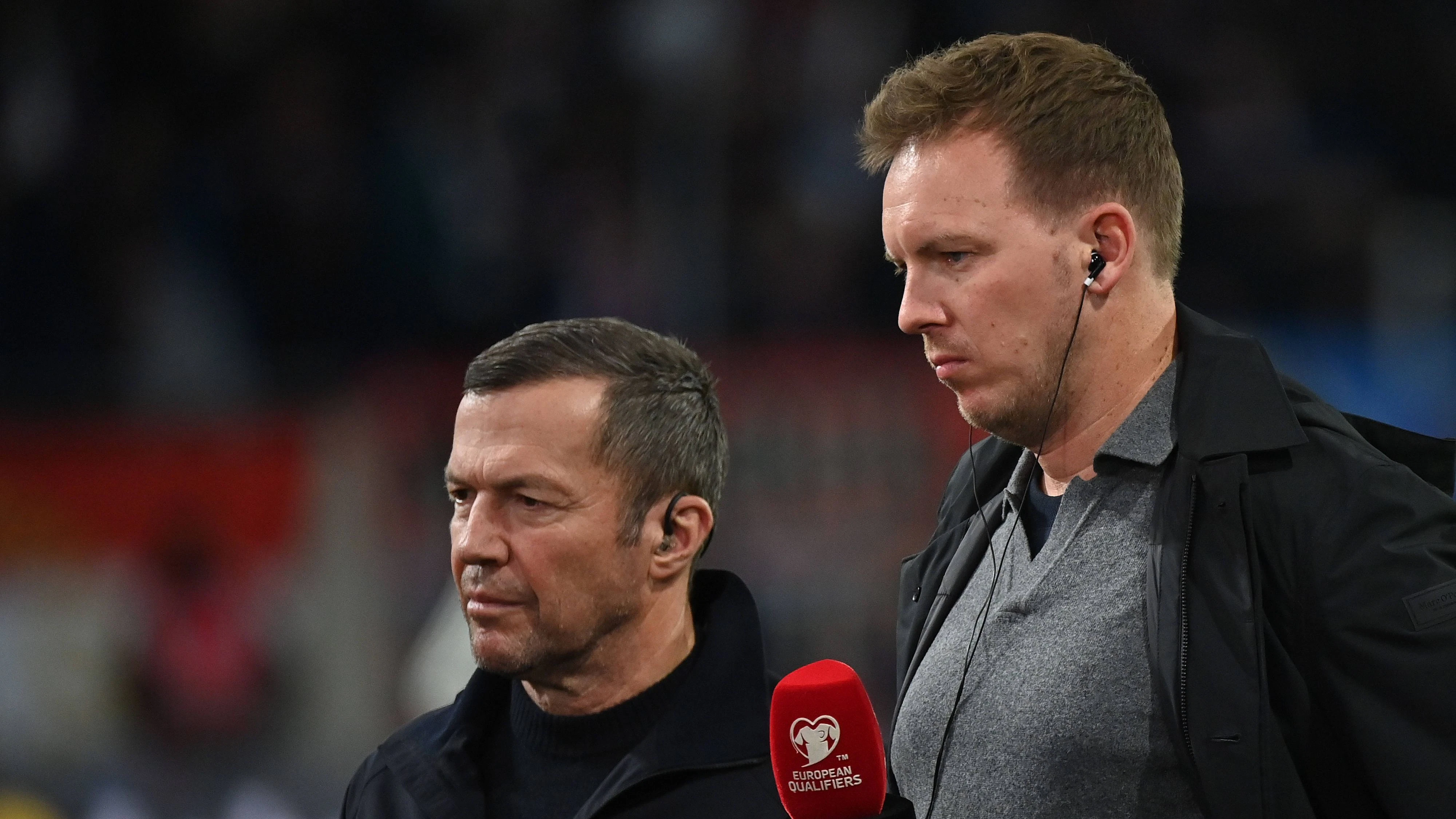 14.11.2025, xjrdrx, Fussball, WM-Qualifikation 2026 Luxemburg - Deutschland emspor, v.l. TV-Experte Lothar Matthäus Trainer Julian Nagelsmann Deutsche Fussball Nationalmannschaft DFB DFL/DFB REGULATIONS PROHIBIT ANY USE OF PHOTOGRAPHS as IMAGE SEQUENCES and/or QUASI-VIDEO Luxemburg *** 14 11 2025, xjrdrx, Football, World Cup Qualification 2026 Luxembourg Germany emspor, v l TV Expert Lothar Matthäus Coach Julian Nagelsmann German National Football Team DFB DFL DFB REGULATIONS PROHIBIT ANY USE OF PHOTOGRAPHS as IMAGE SEQUENCES and or QUASI VIDEO Luxembourg
