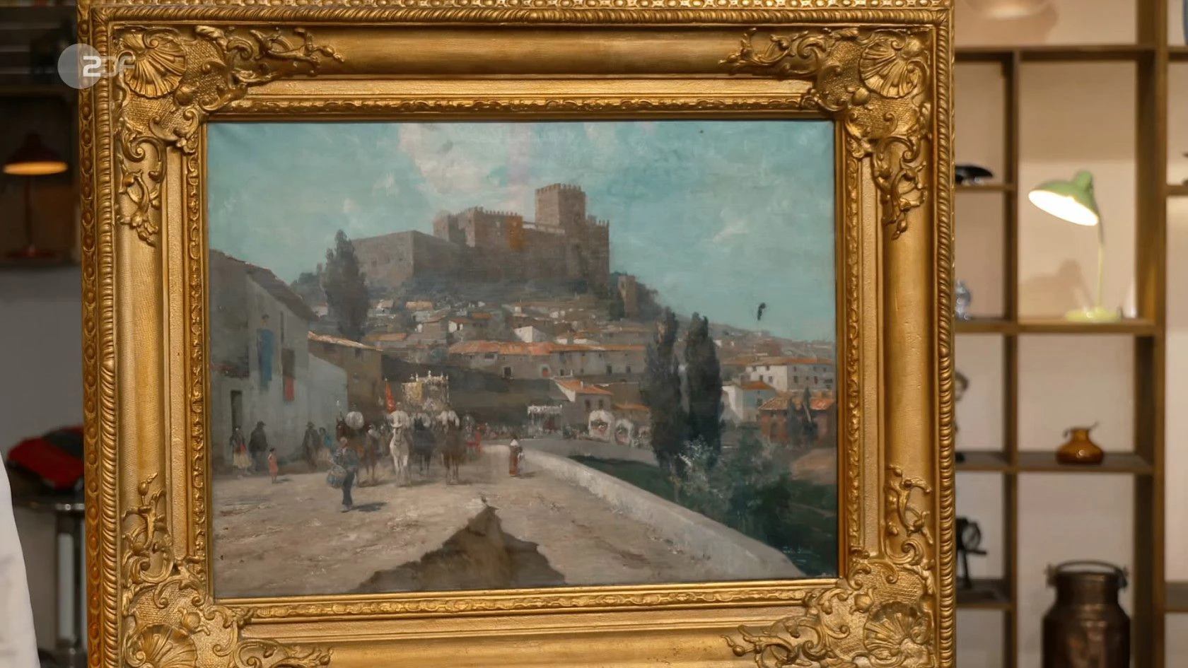 Das Gemälde zeigt eine Osterprozession in der spanischen Stadt Granada. 