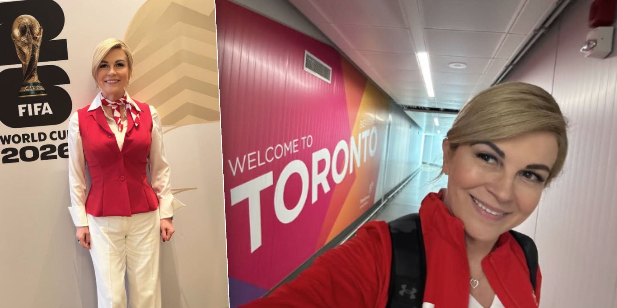 Kolinda Grabar-Kitarović feuert das Team an.