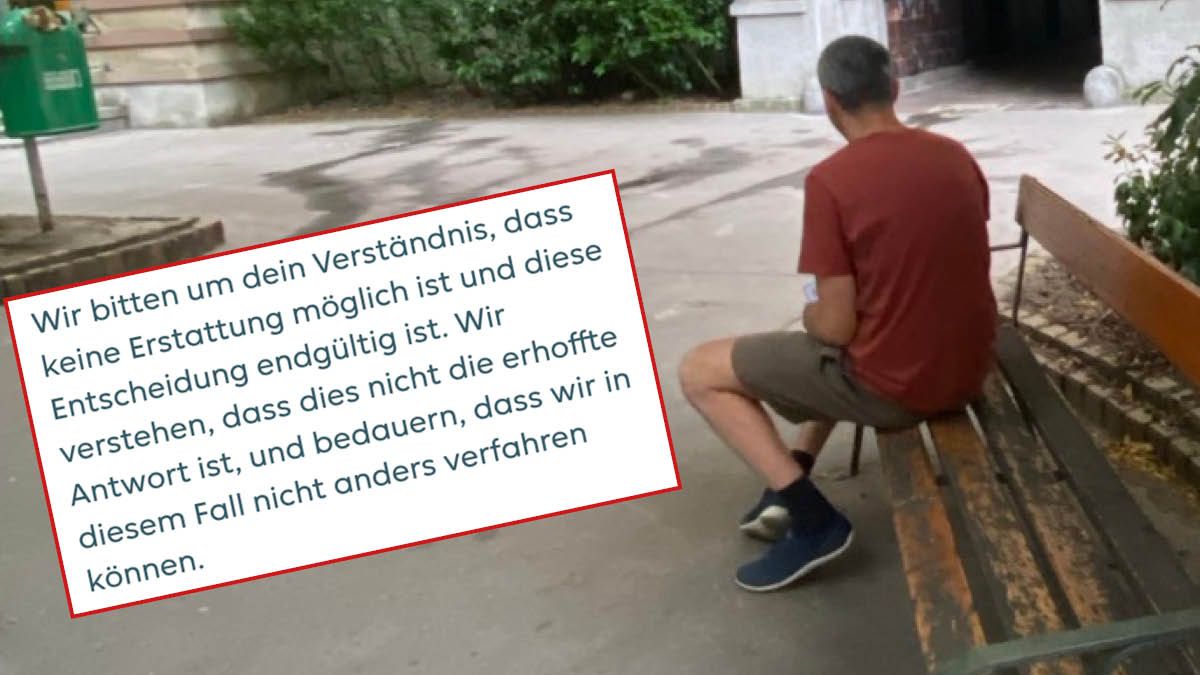 Daniel S. im Hof, hier wartete er auf die Lieferung. Screenshot: Diese Antwort bekam er wiederholt vom Lieferdienst.