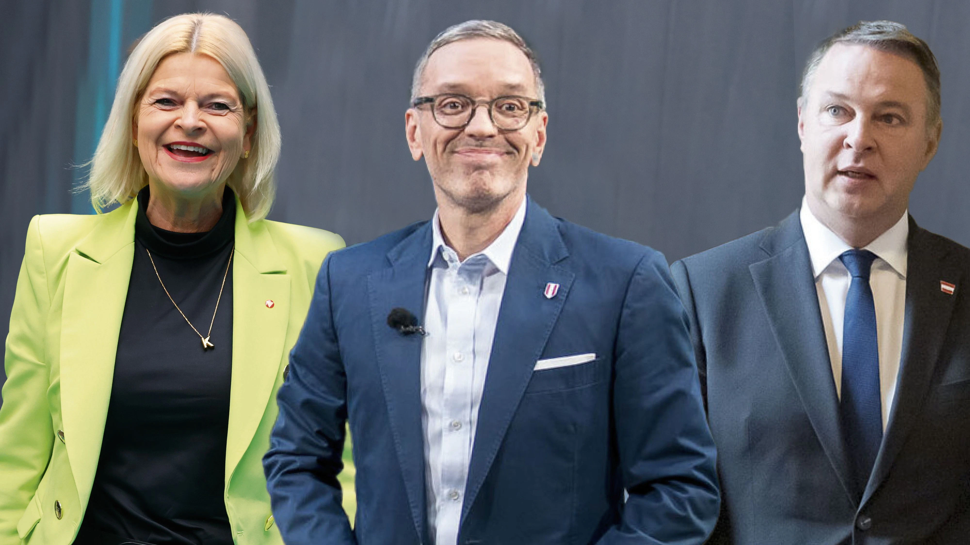 FPÖ-Chef Kickl ist im "Heute"-Zeugnis Klassenbester, Verteidigungsministerin Klaudia Tanner (ÖVP) aber auch eine Vorzugsschülerin. SPÖ-Chef Babler bekommt einen glatten "Fleck".