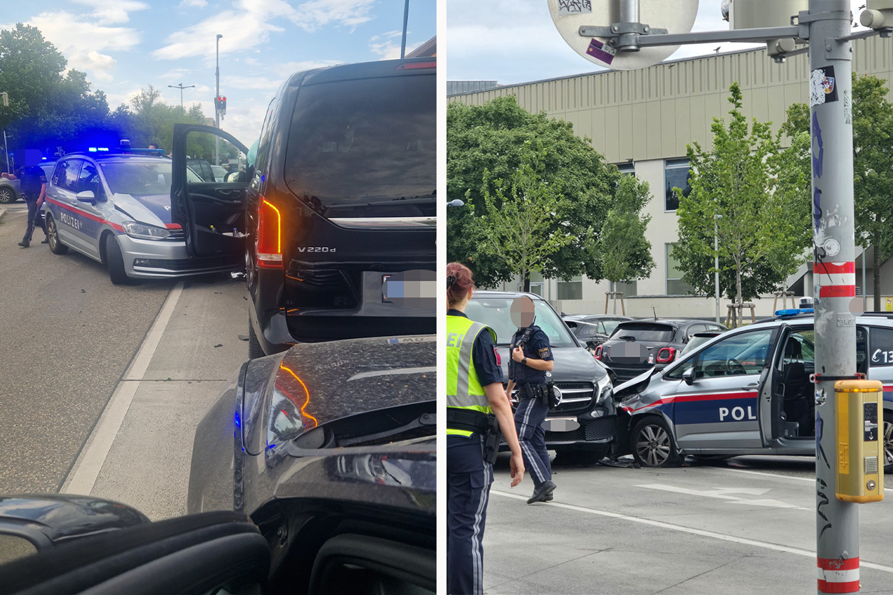 Am Freitag in der Früh krachte es in Alterlaa gewaltig – zwei Polizeibeamte wurden verletzt.