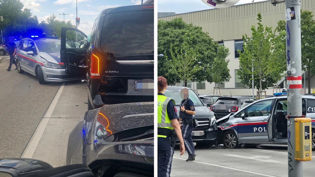 Heute.at - Polizei auf Einsatzfahrt – Crash mit Diplomaten-Wagen