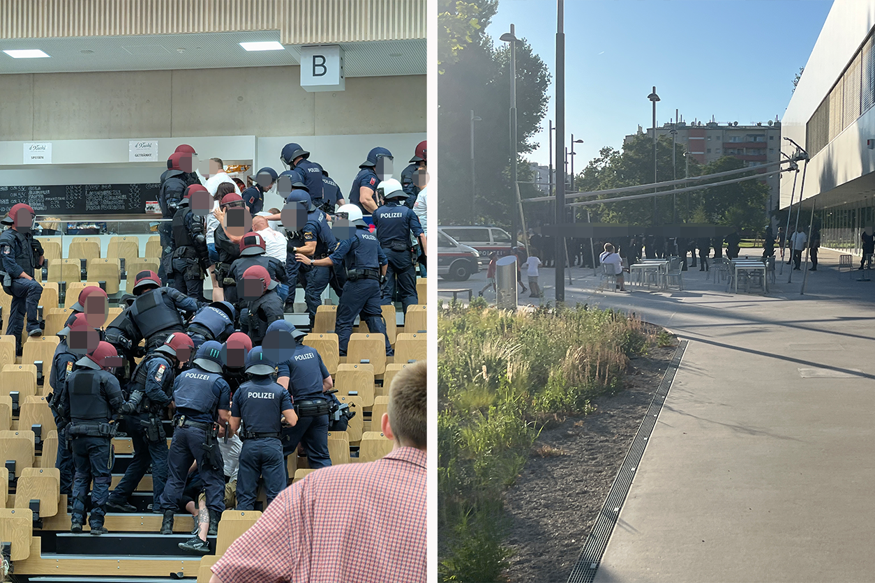 Gewaltige Ausschreitungen beim Basketballspiel zwischen Österreich und Polen forderten die Polizei.