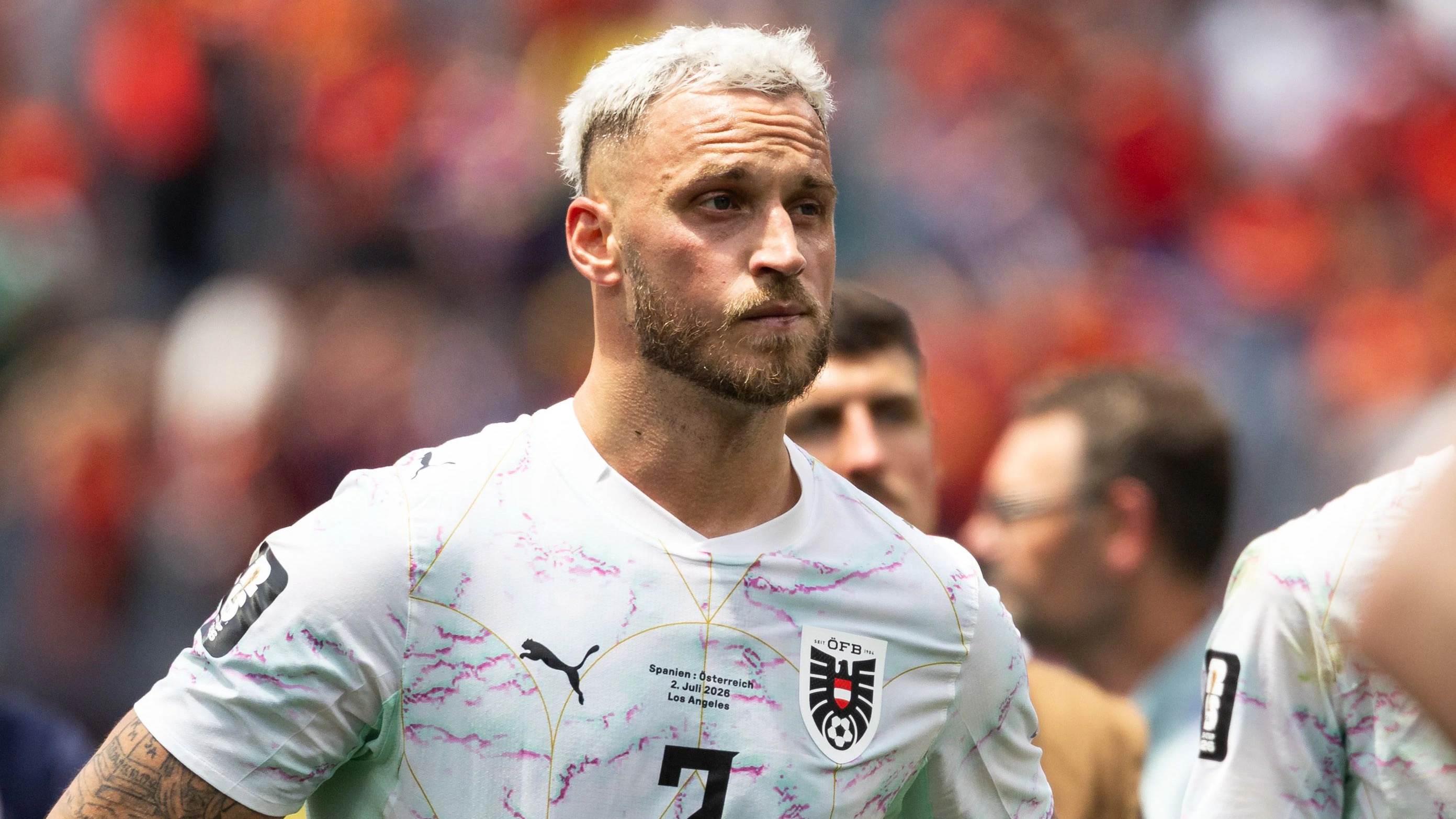 INGLEWOOD,CALIFORNIA,USA,02.JUL.26 - SOCCER - FIFA World Cup, round of 32, Spain vs Austria. Image shows the disappointment of Marko Arnautovic (AUT). Photo: GEPA pictures/ Armin Rauthner