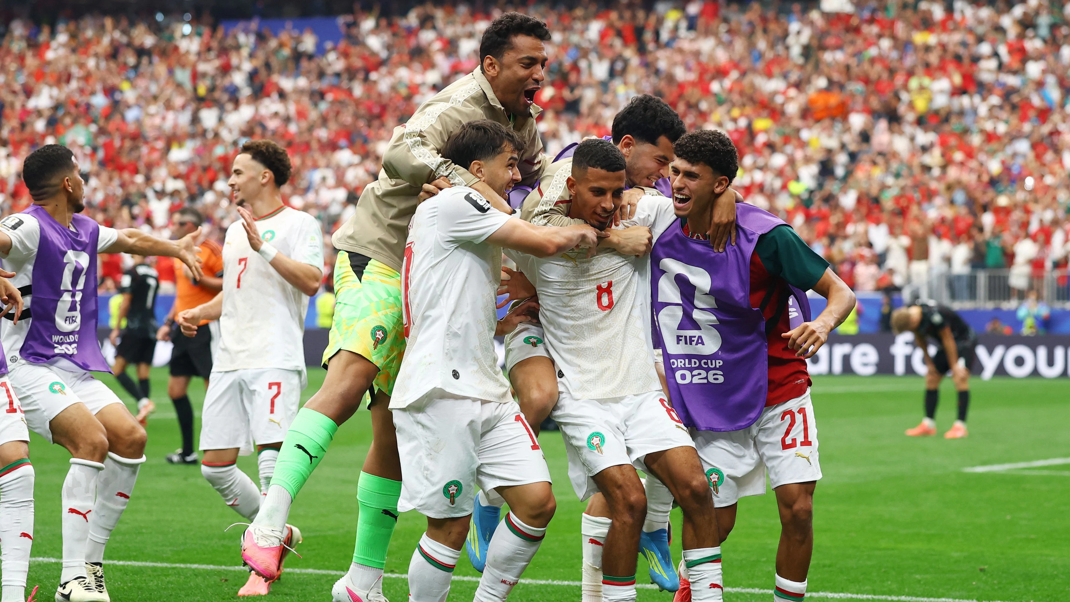 Marokko bejubelt den Viertelfinal-Einzug. 