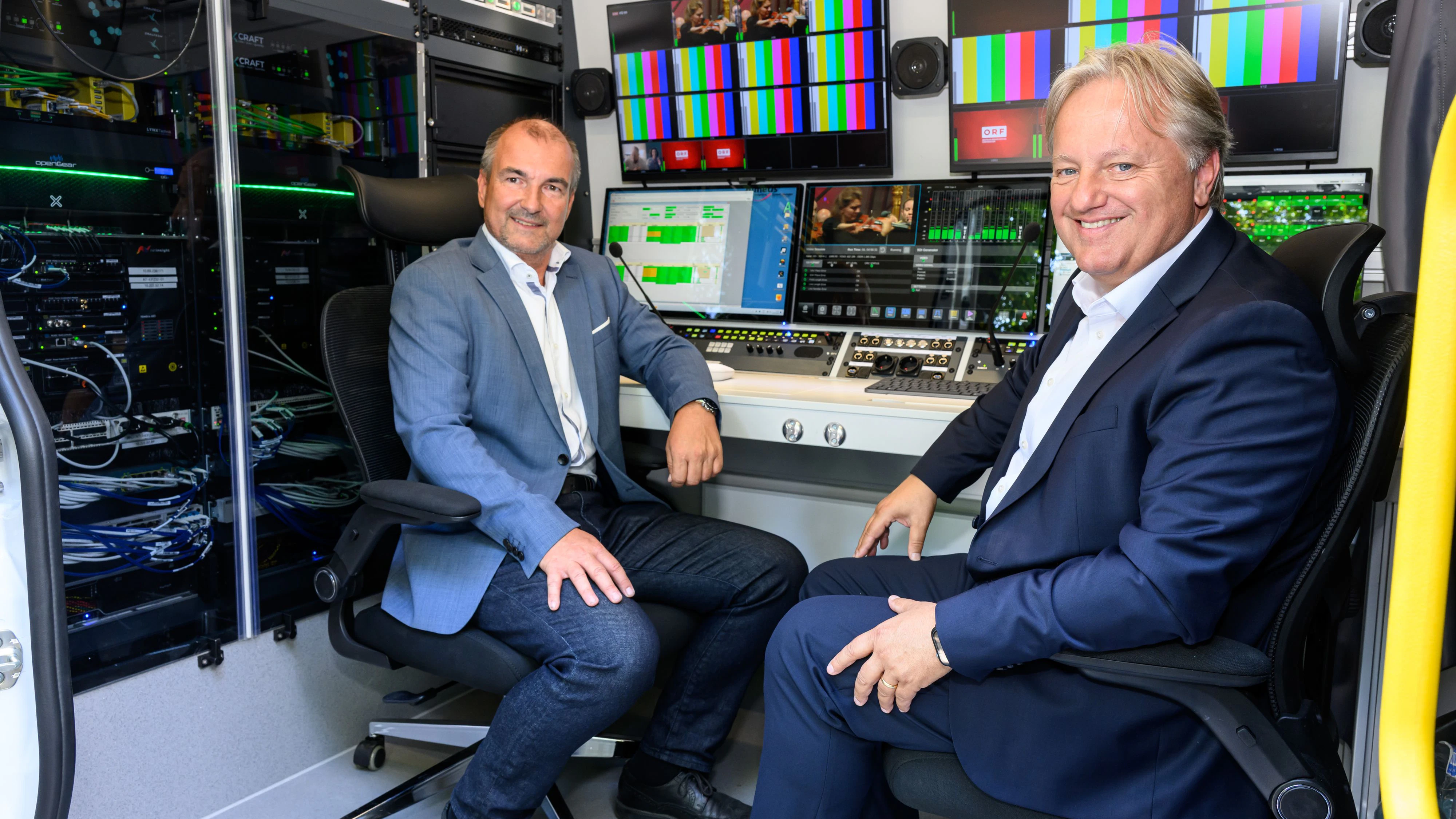 Peter Uher, Director A1 Public Sector, Harald Kräuter, Direktor für Technik und Digitalisierung beim ORF (v.l.n.r.).