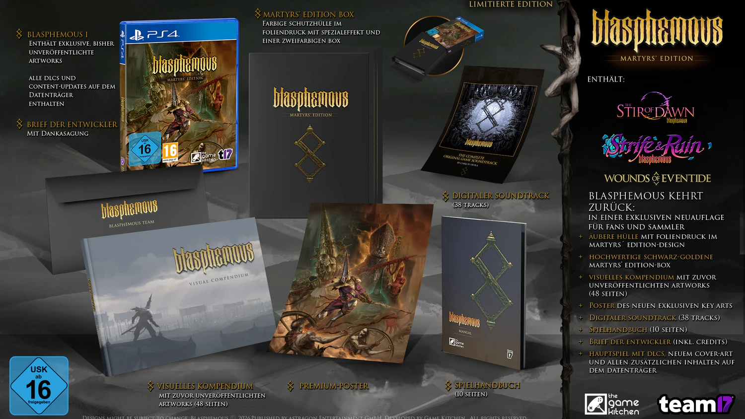"Blasphemous: Martyrs' Edition": Hochwertige physische Edition zelebriert die düstere Welt von Cvstodia.