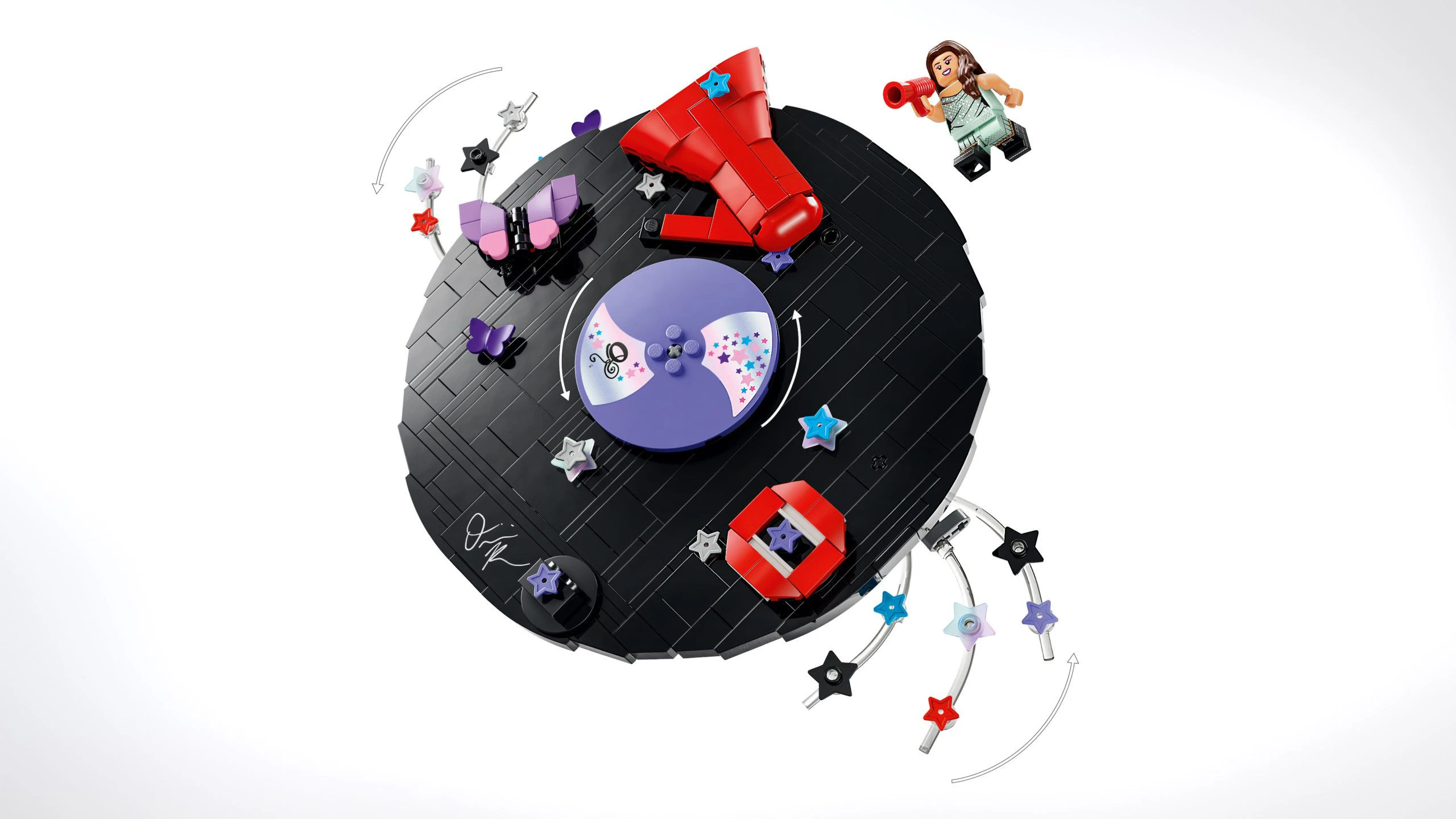 Die "LEGO Editions Olivia Rodrigos Schallplatte" besteht aus 360 Teilen und stellt ihre musikalische Laufbahn in Form einer baubaren Schallplatte dar.
