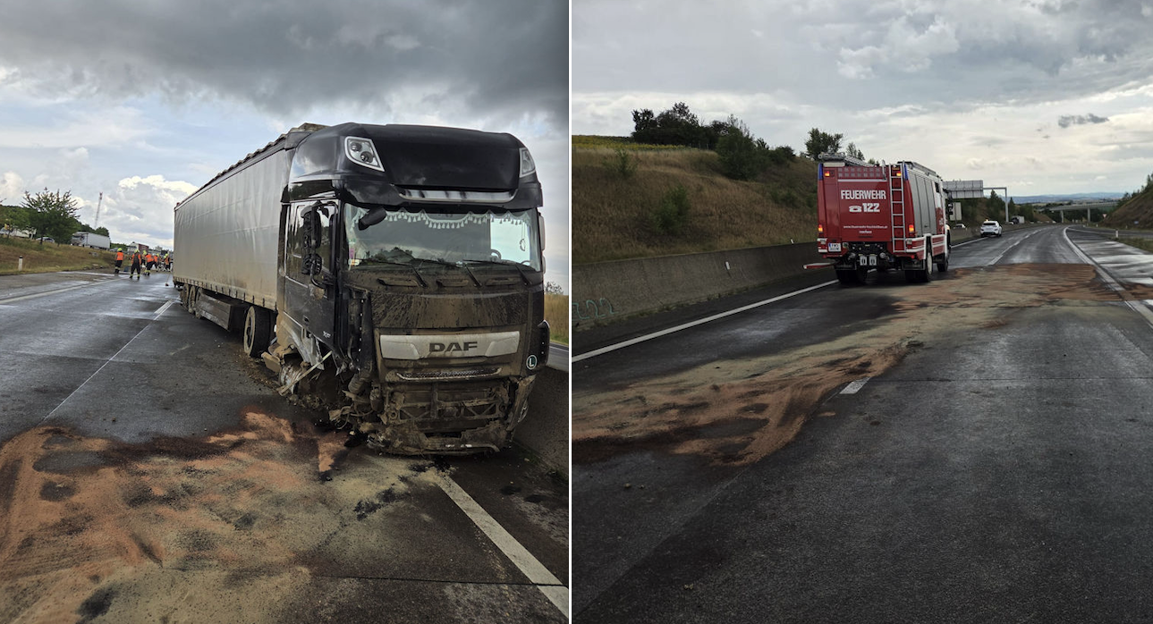 Lkw-Unfall auf der A5 – Feuerwehr im Einsatz