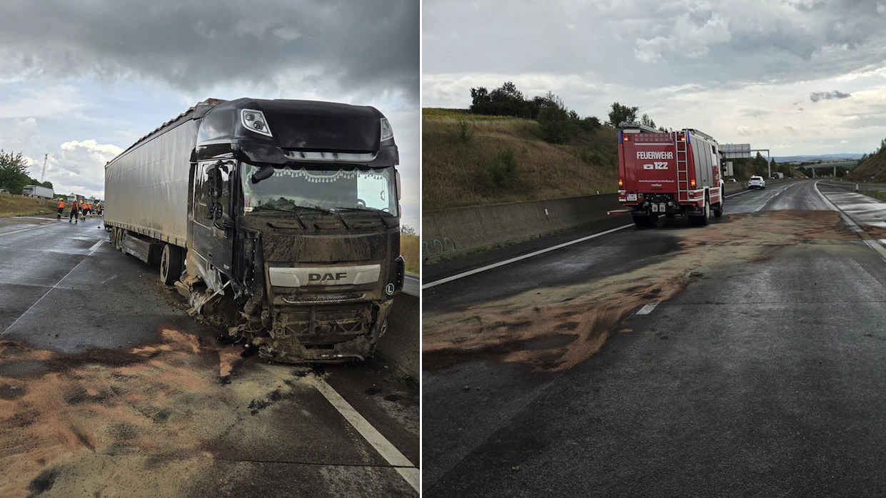 Lkw-Unfall auf der A5 – Feuerwehr im Einsatz