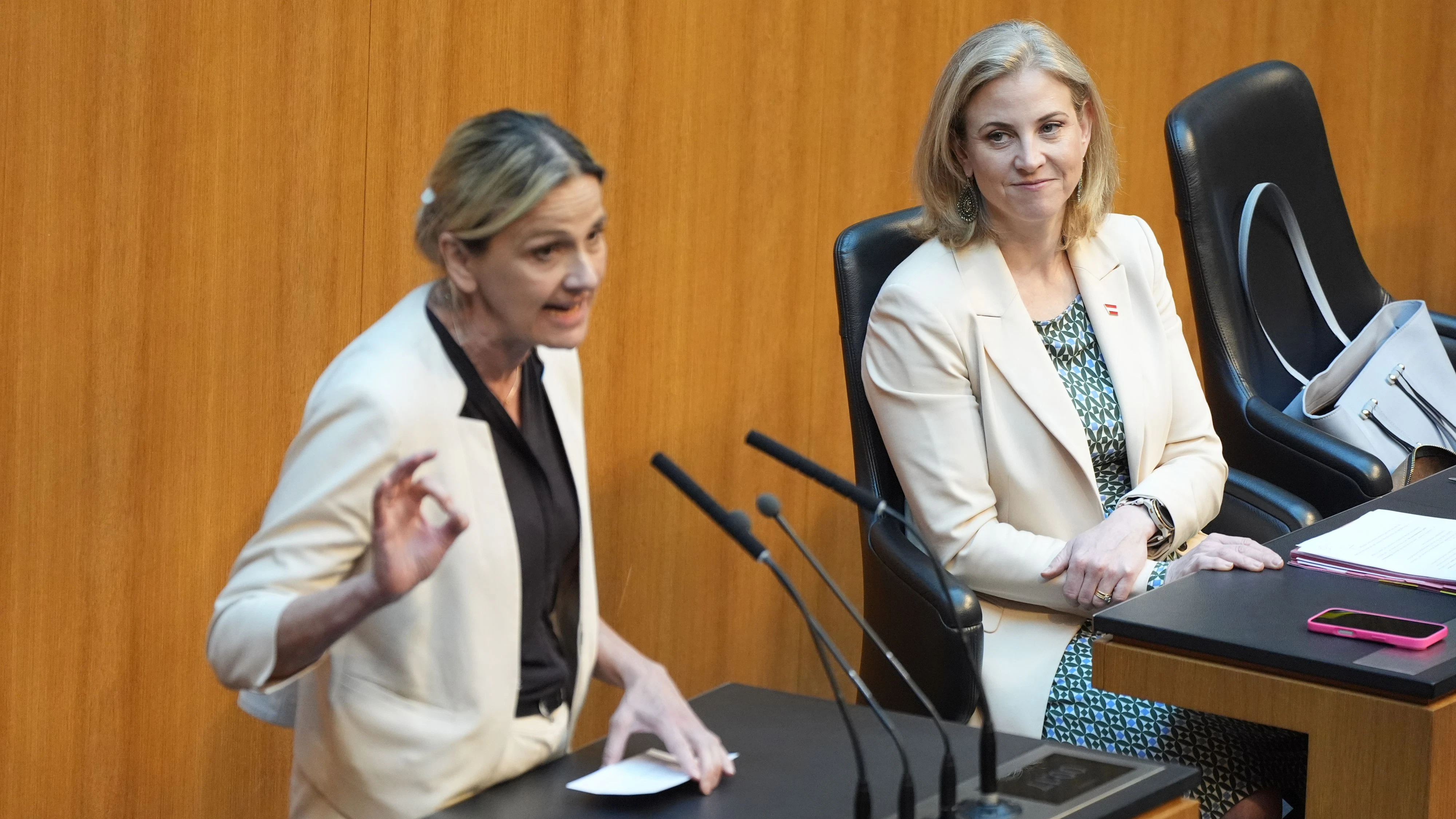 FPÖ-Abgeordnete Dagmar Belakowitsch und Außenministerin Beate Meinl-Reisinger (Neos) lieferten sich einen hitzigen Schlagabtausch.