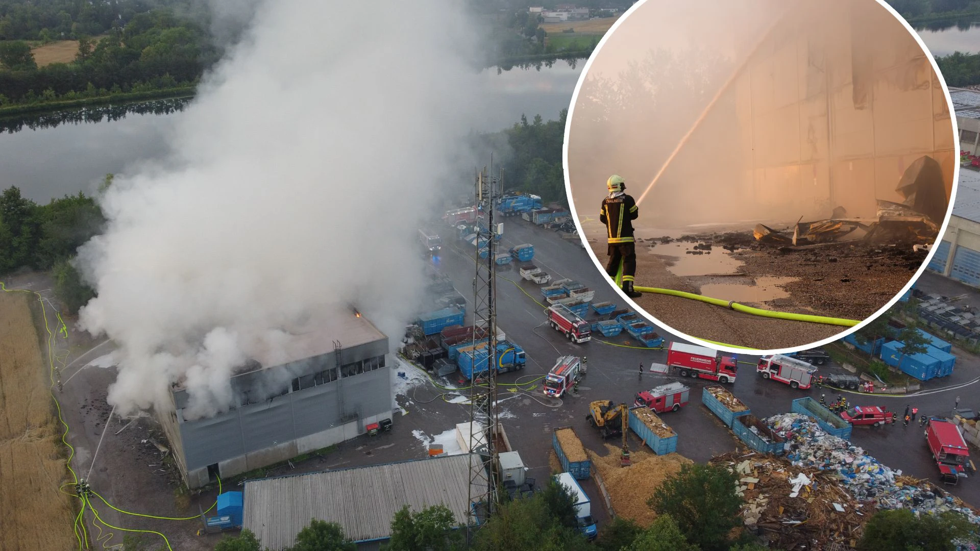 Heute.at - Meterhohe Rauchsäule – Lagerhalle steht in Vollbrand