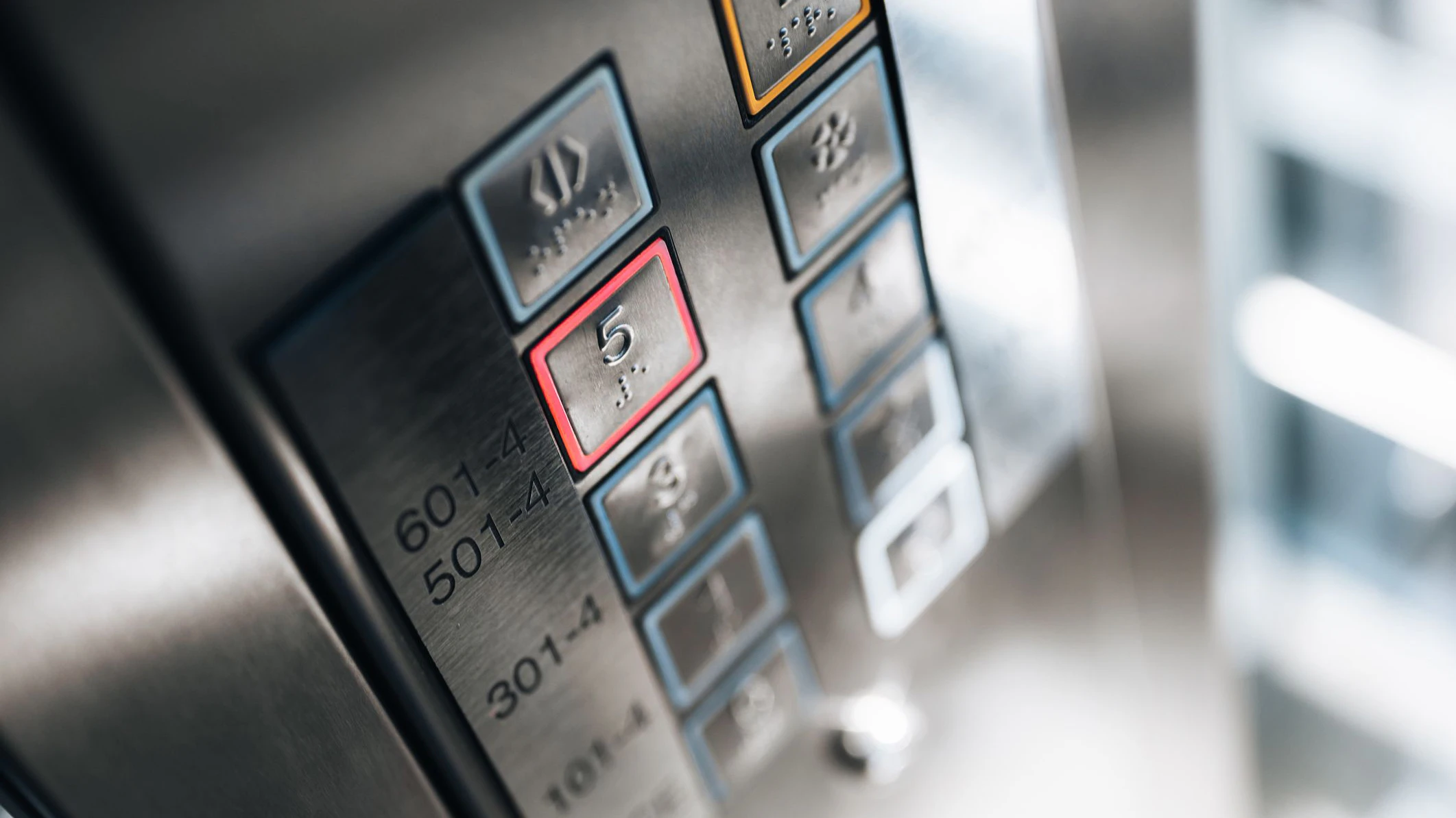 Detail of a buttons switch of an elevator