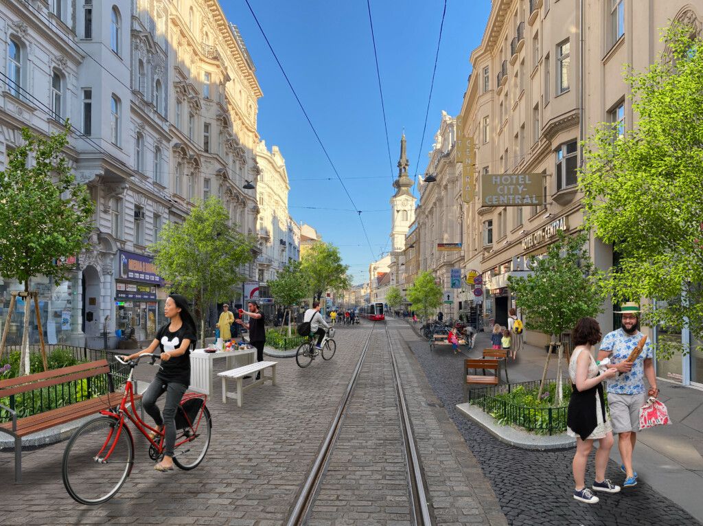 So stellen sich die Grünen Leopoldstadt die neue Taborstraße vor.
