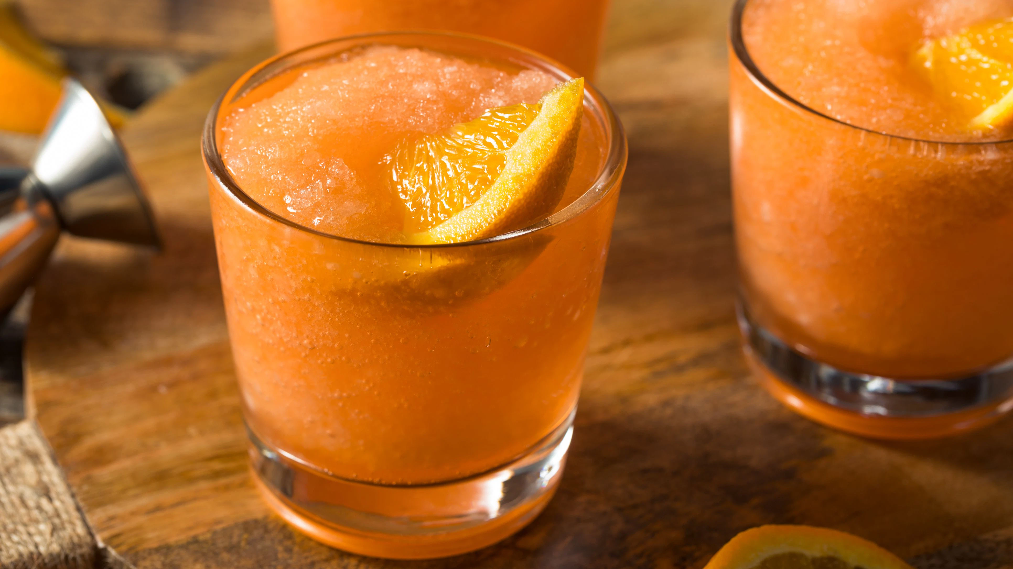Homemade Frozen Spritz Slushy with an Orange