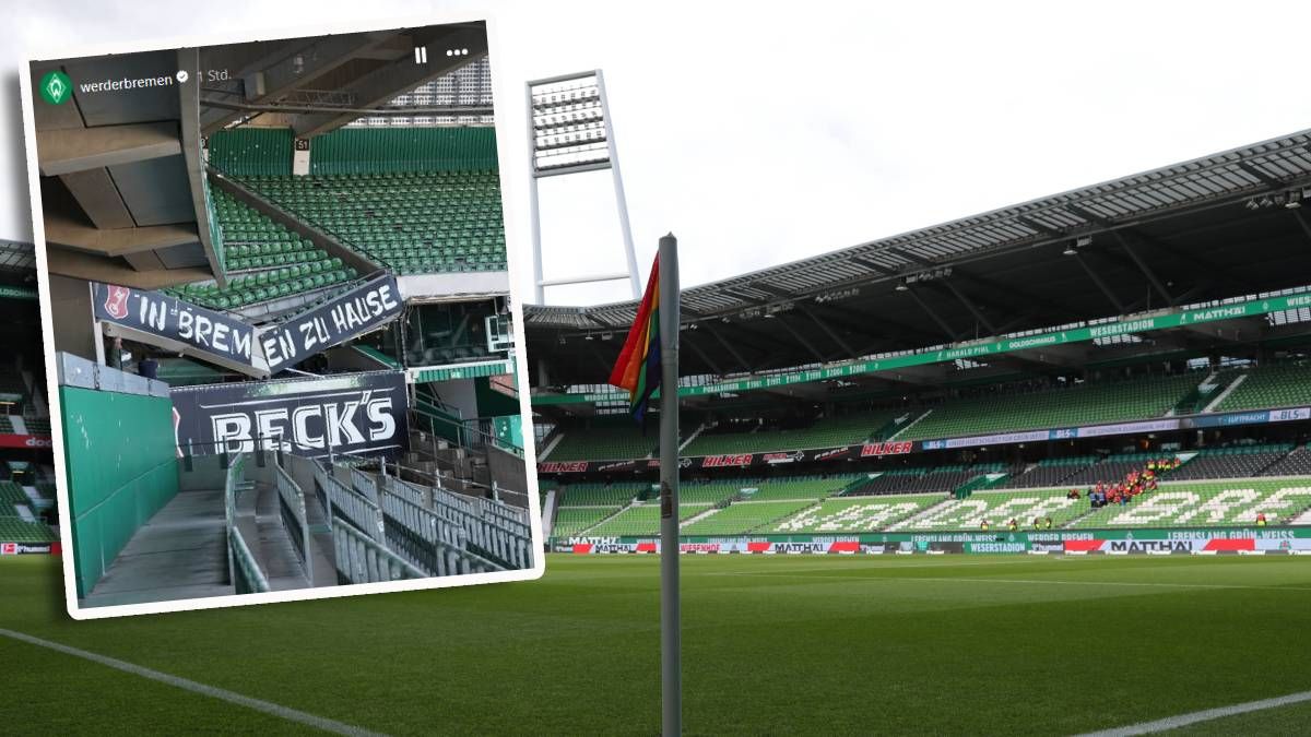 Im Weserstadion ist ein Teil der Tribüne eingestürzt. 
