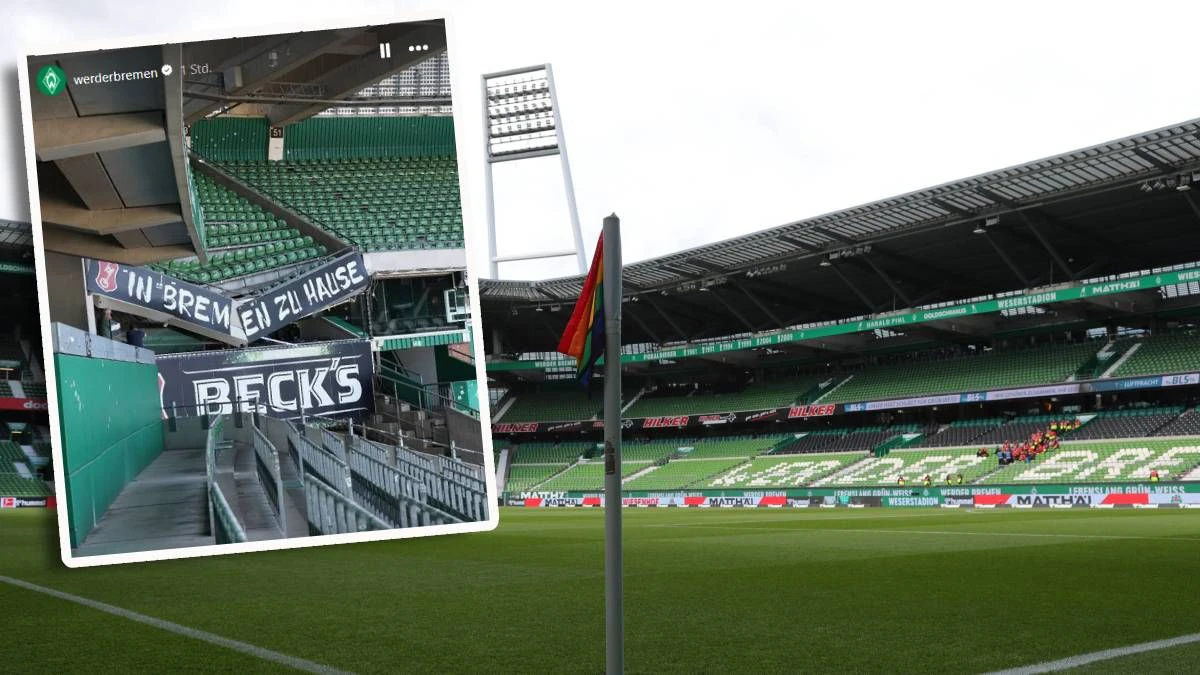 Im Weserstadion ist ein Teil der Tribüne eingestürzt. 