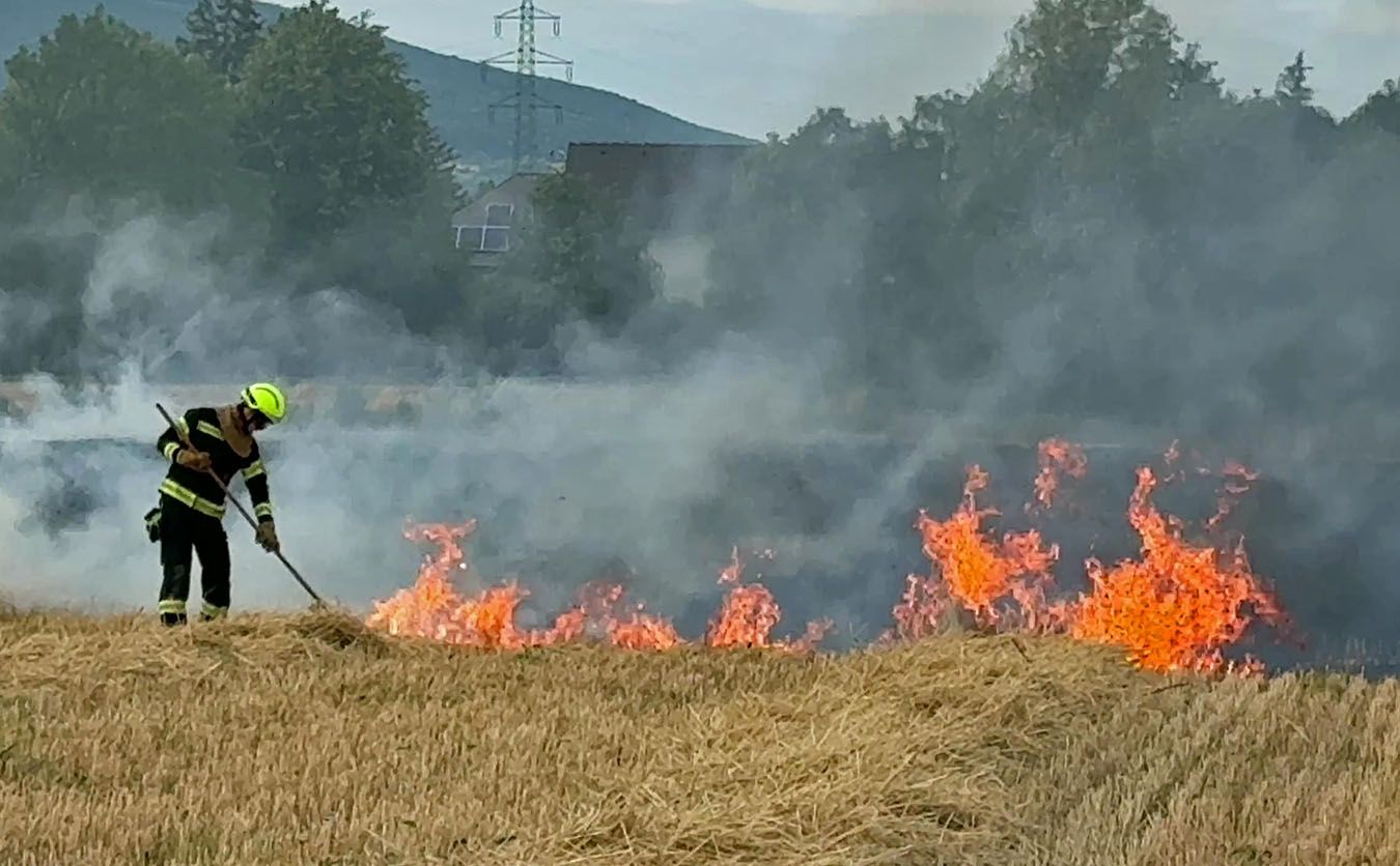 Am Dienstag kam es auf einem abgeernteten Feld und einer trockenen Grünfläche zu einem Brand. Es besteht der Verdacht auf Brandstiftung.