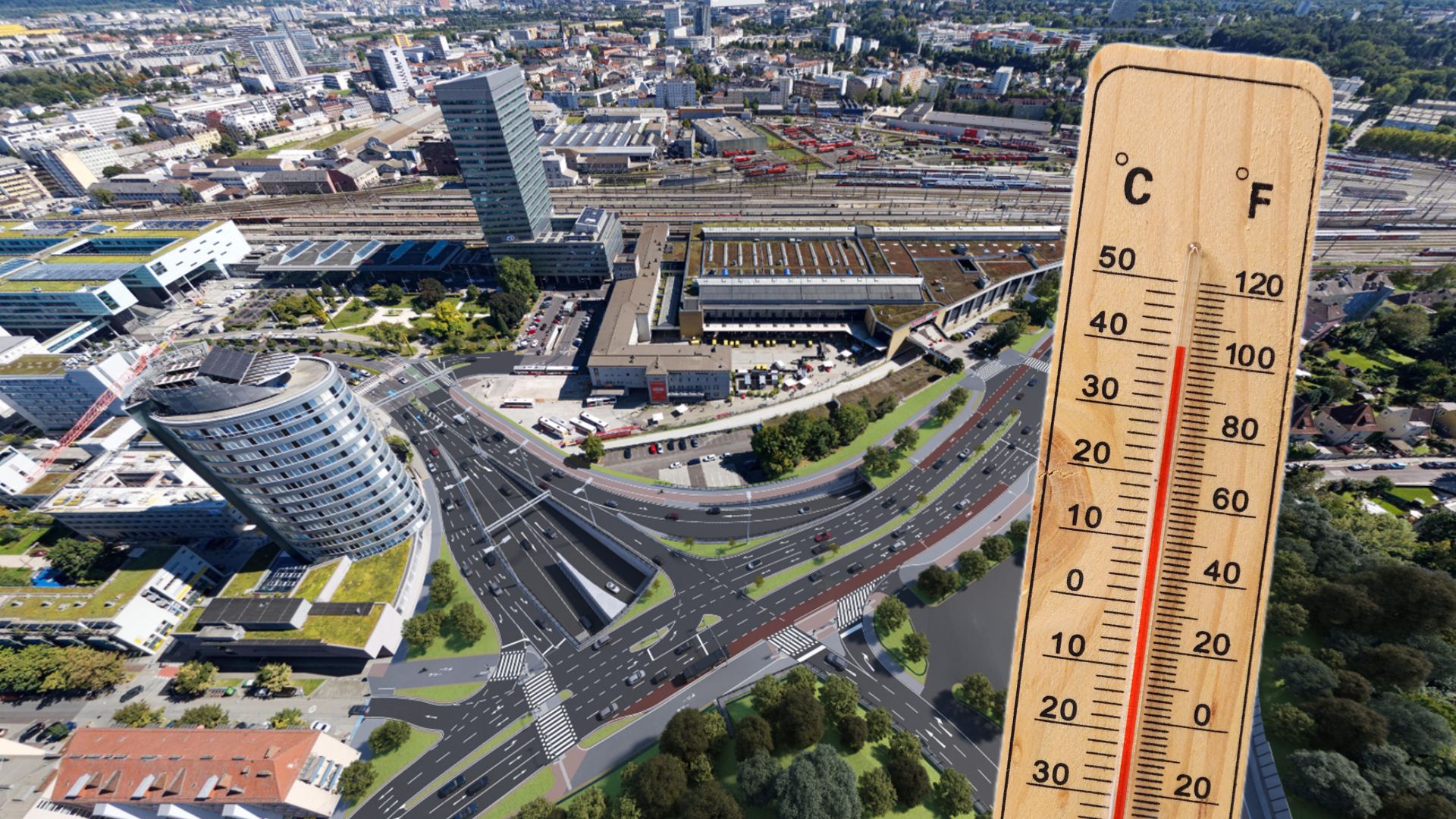 Der Höchstwert wurde am 28. Juni beim Linzer Hauptbahnhof gemessen – genau dort könnte es künftig wegen der A26 noch heißer werden. (Symbolbild)