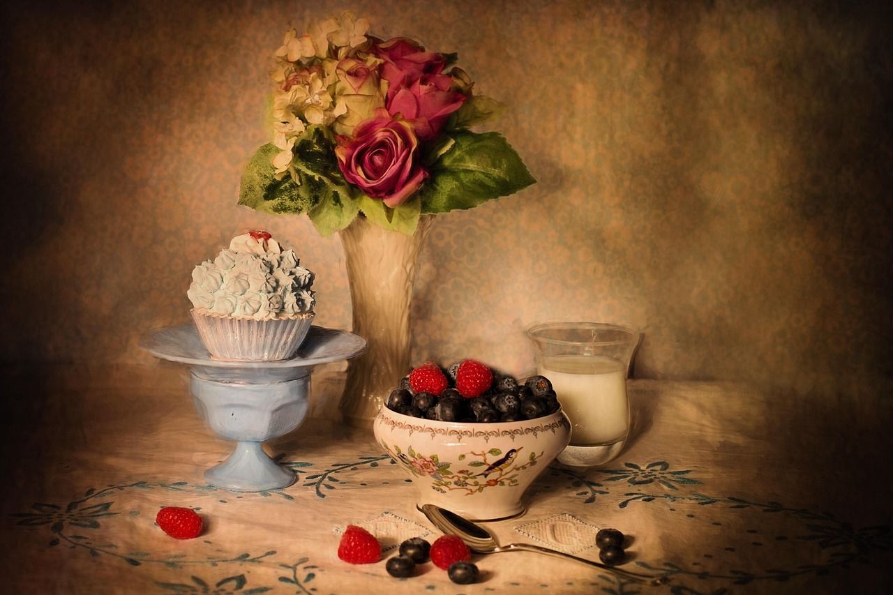 Blaubeeren mit Schlagcreme