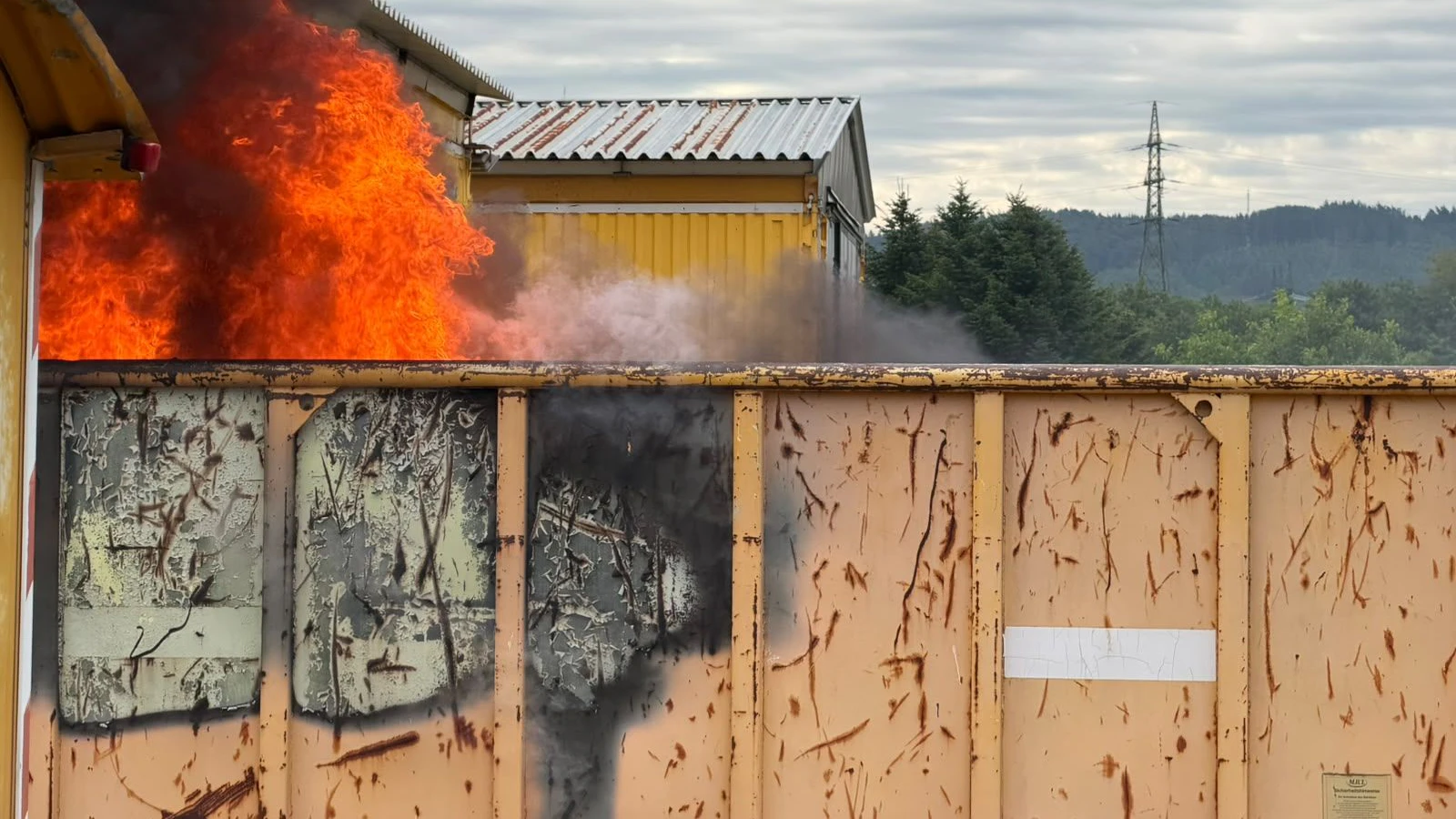 Während der Fahrt bemerkte der Lenker eines mit einem Container beladenen Lkw plötzlich eine Brandentwicklung.