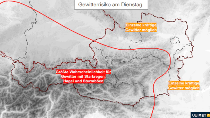 Gewitterrisiko am Dienstag. Prognose vom 12.07.2026