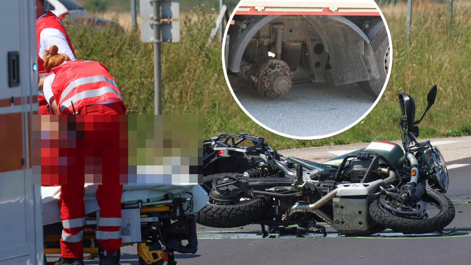 Der lose Reifen krachte frontal in das Motorrad. 