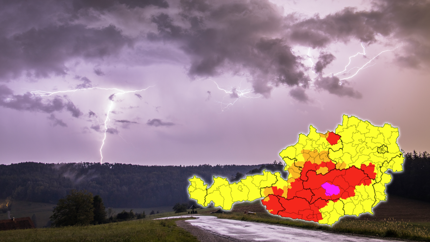 Heute.at - Allerhöchste Unwetter-Warnstufe Violett ausgerufen