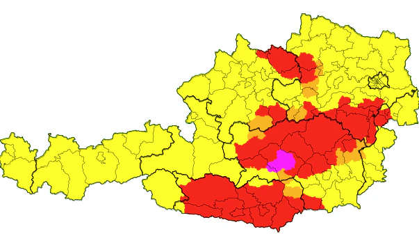 Die Unwetter-Warnkarte für 16 Uhr.