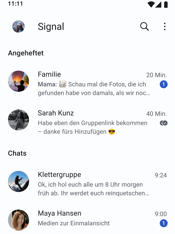 Außerdem hat Signal die Organisation der Chatliste verbessert, indem die maximale Anzahl fixierter Chats von 4 auf 10 erhöht wurde. 